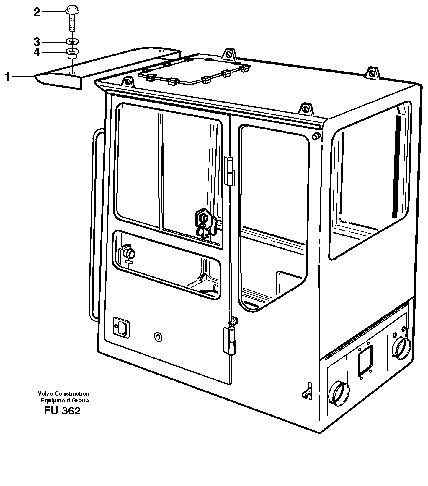 Схема запчастей Volvo EC390 - 42277 Sun visor, outer EC390 SER NO 1001-