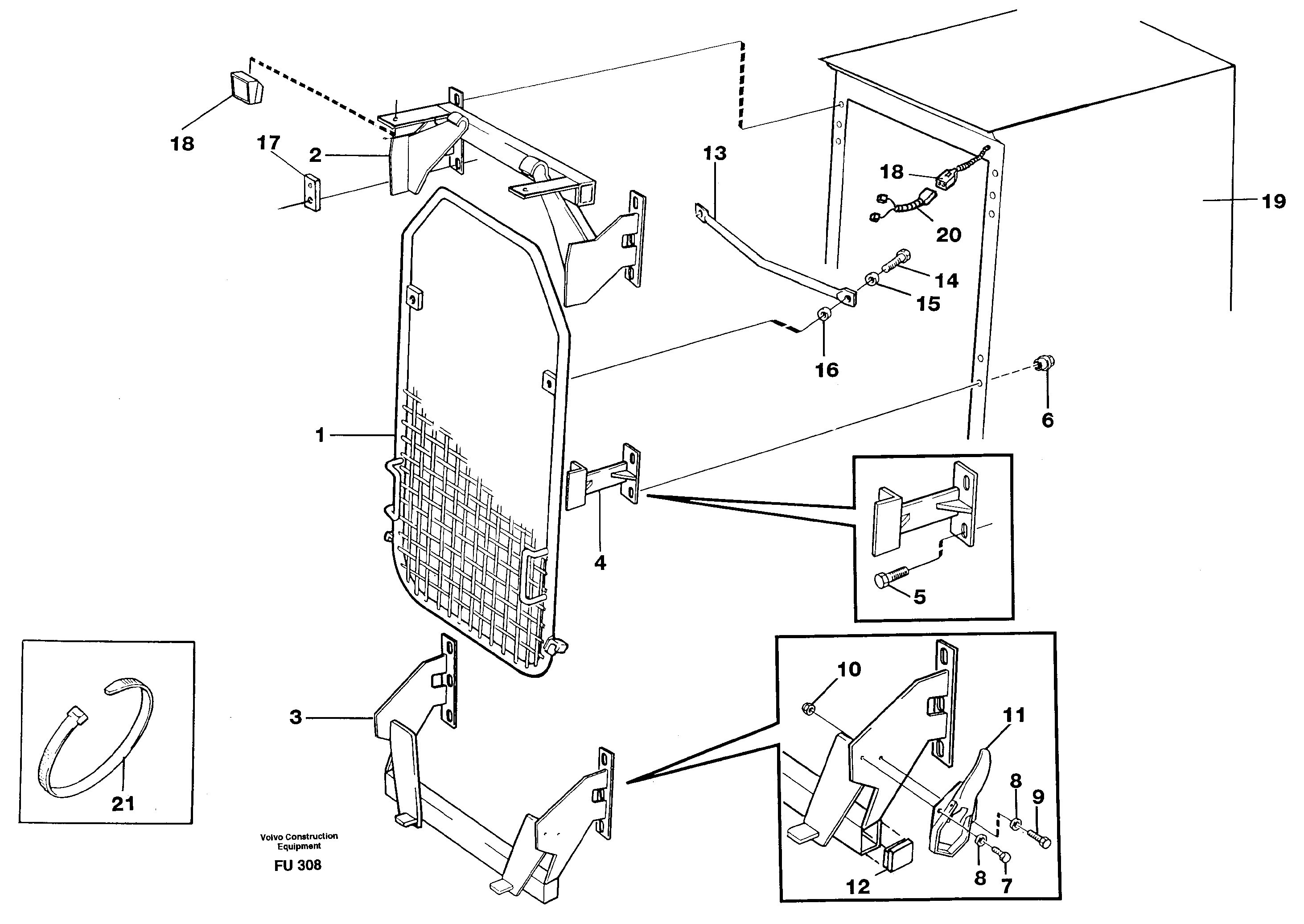 Схема запчастей Volvo EC390 - 85936 Windscreen protection EC390 SER NO 1001-