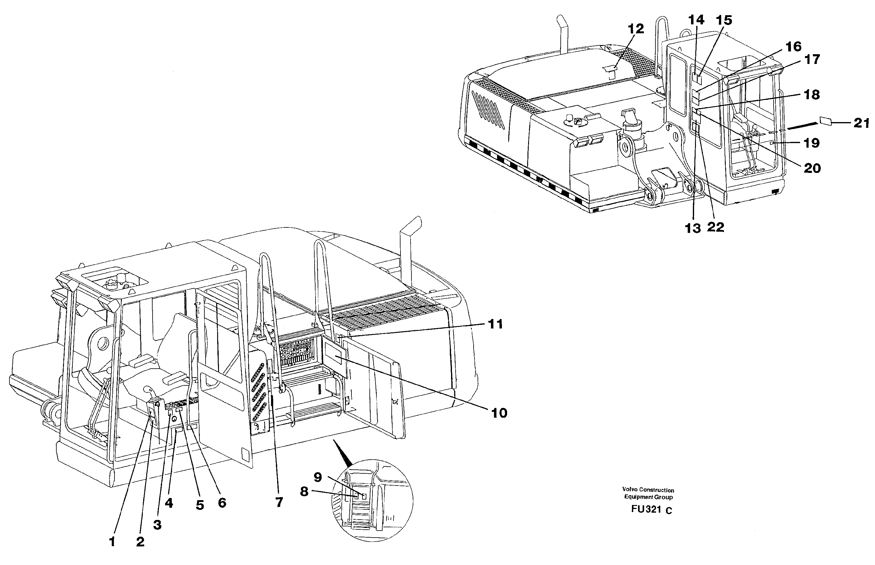 Схема запчастей Volvo EC390 - 36957 Sign plates and transfer,inner location EC390 SER NO 1001-