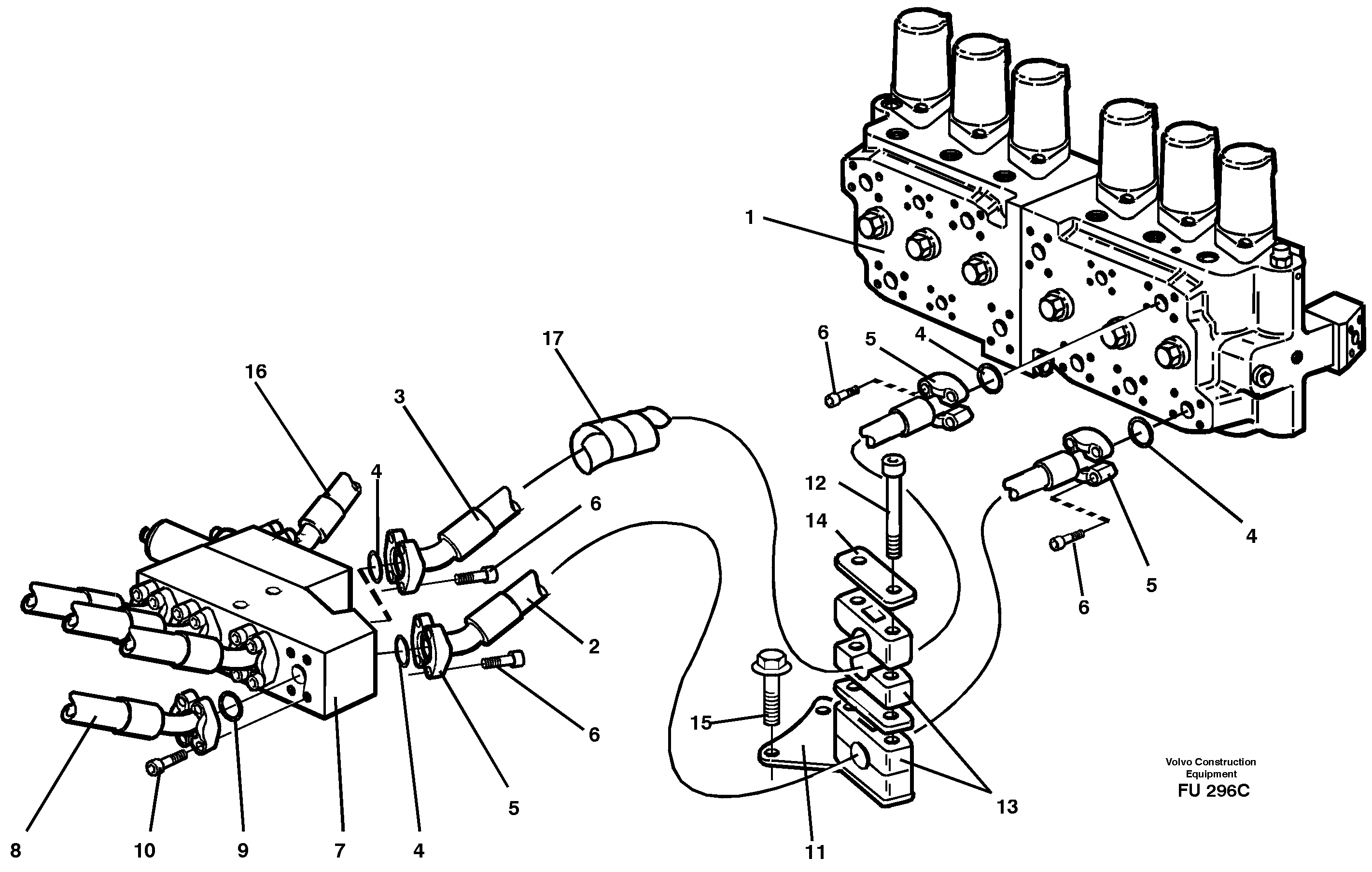 Схема запчастей Volvo EC390 - 27071 Hydraulic system, boom EC390 SER NO 1001-