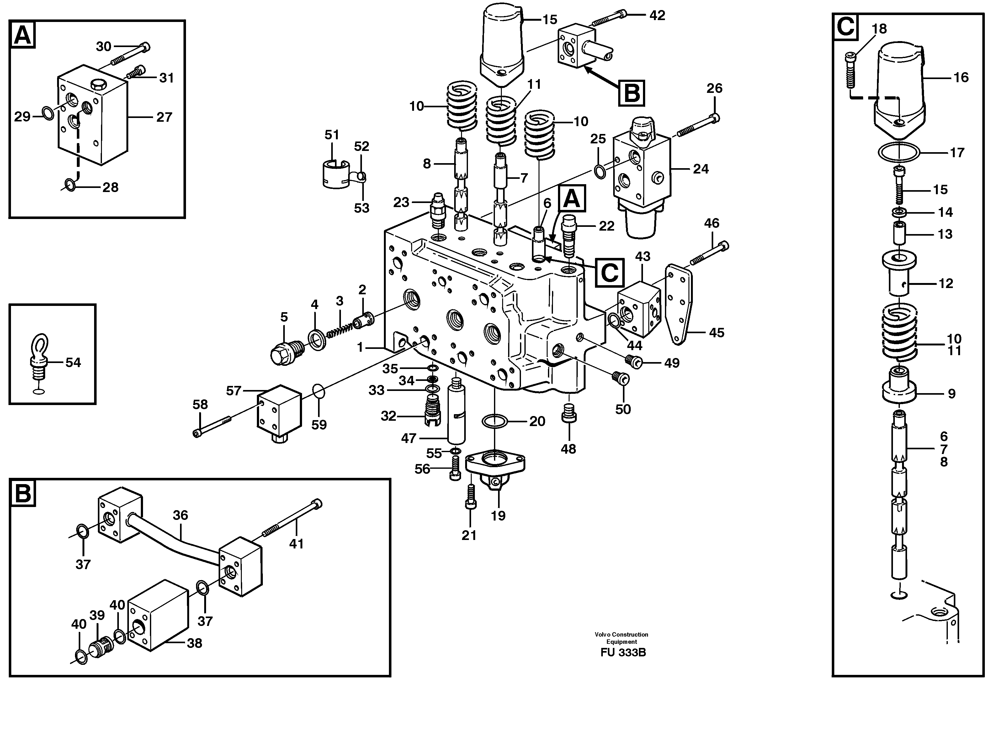 Схема запчастей Volvo EC390 - 91152 Main valve assembly, boom, track Lh, bucket EC390 SER NO 1001-