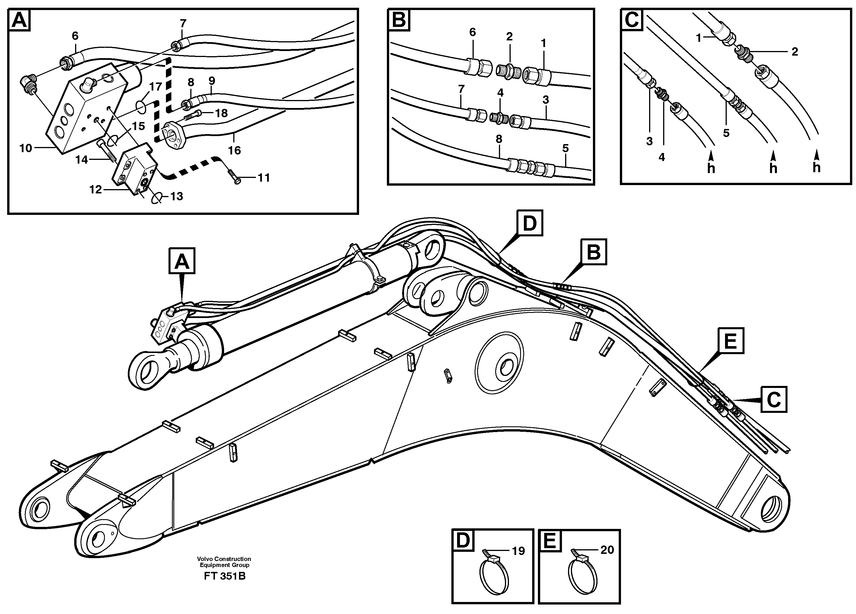 Схема запчастей Volvo EC390 - 40627 Servo hydraulics, Hose break valve EC390 SER NO 1001-