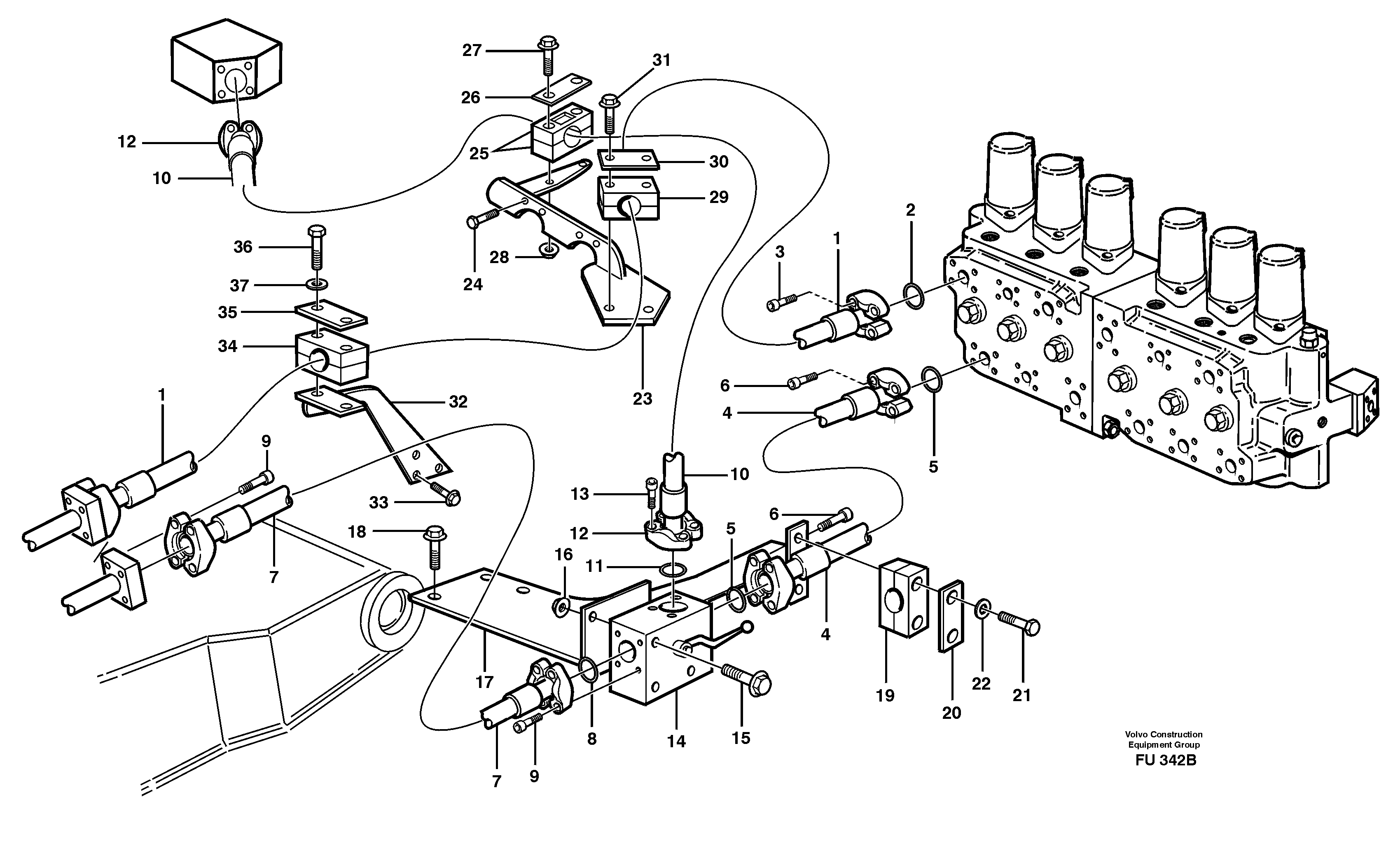 Схема запчастей Volvo EC390 - 11721 Hammer hydraulics on base machine EC390 SER NO 1001-