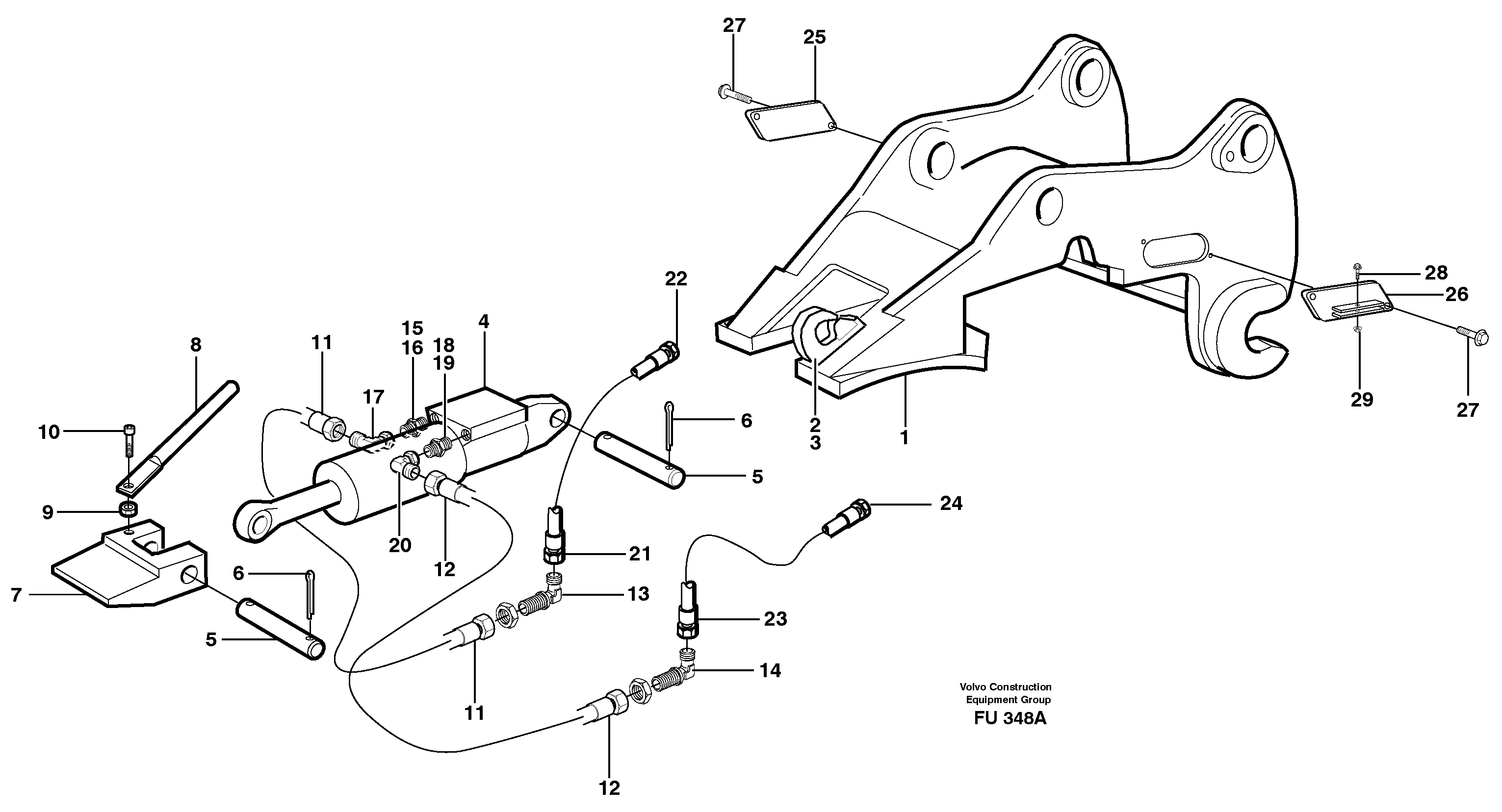 Схема запчастей Volvo EC390 - 90639 Quickfit, hydraulic EC390 SER NO 1001-