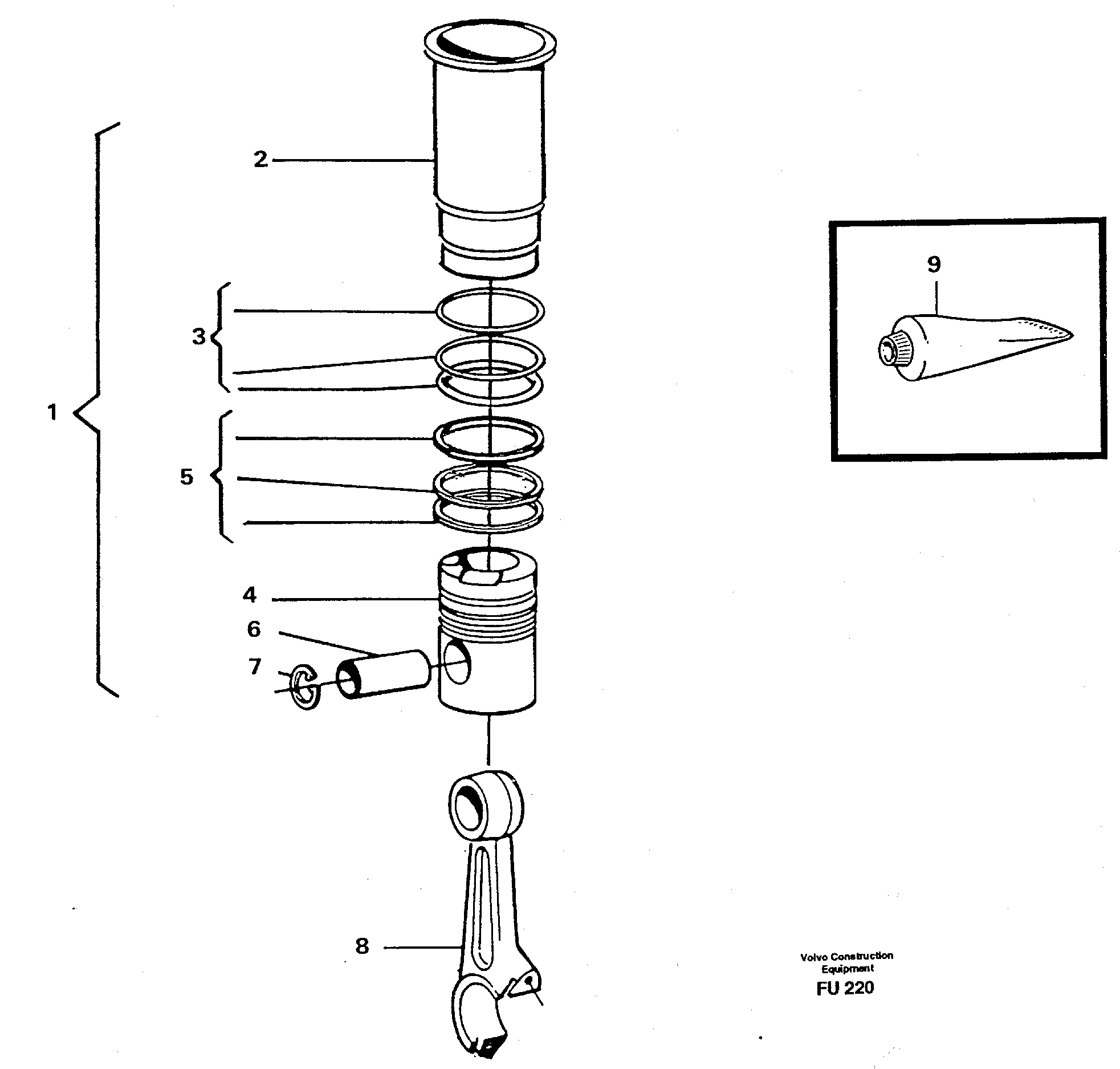 Схема запчастей Volvo EC390 - 26423 Гильза цилиндра EC390 SER NO 1001-