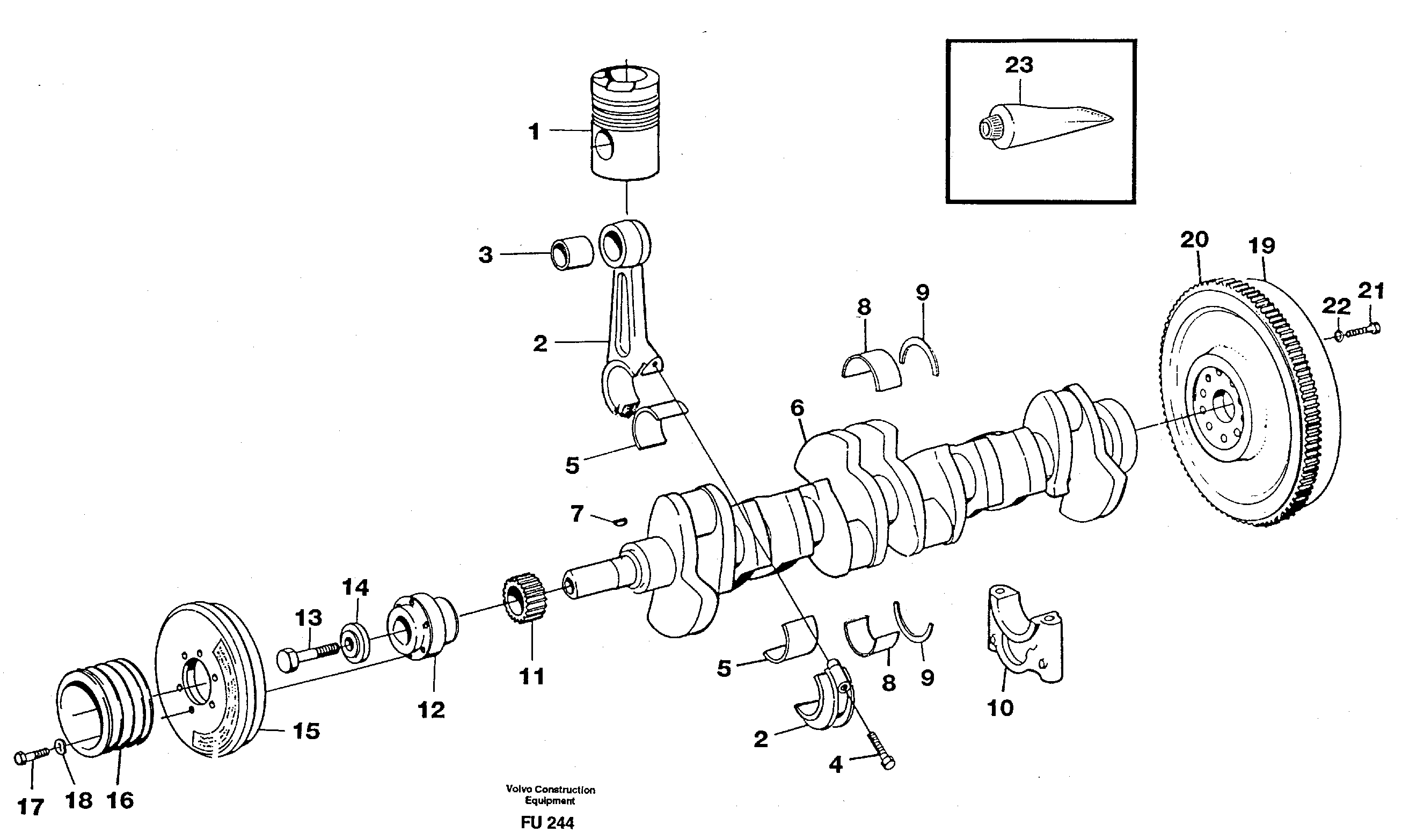 Схема запчастей Volvo EC390 - 26425 Crankshaft and related parts EC390 SER NO 1001-