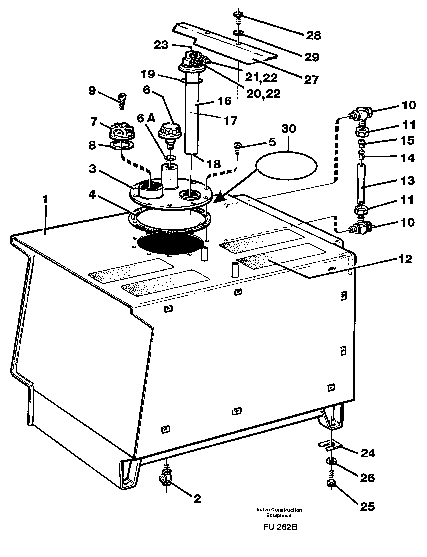 Схема запчастей Volvo EC390 - 67211 Fuel tank with fitting parts EC390 SER NO 1001-