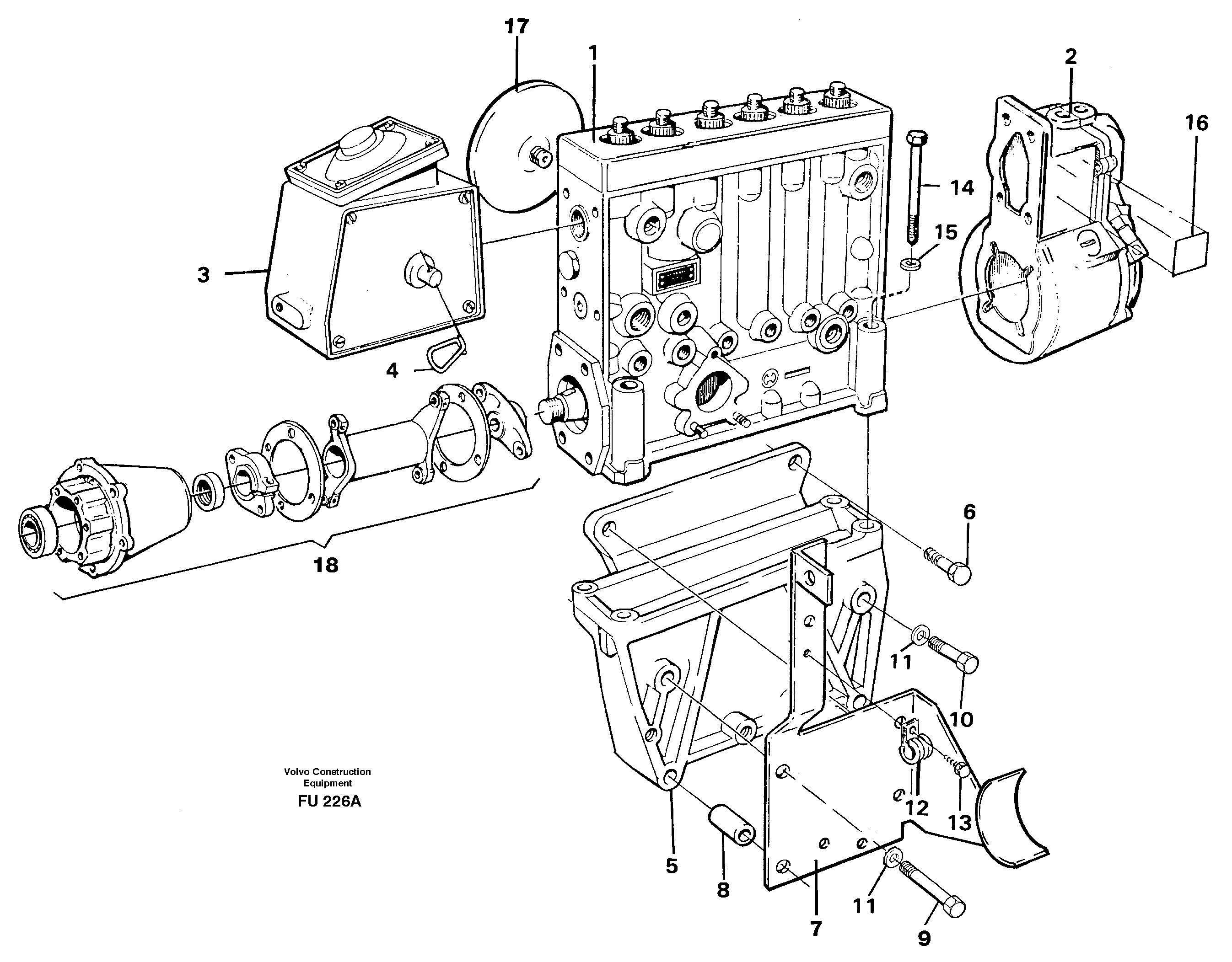 Схема запчастей Volvo EC390 - 14119 Fuel injection pump, mounting EC390 SER NO 1001-