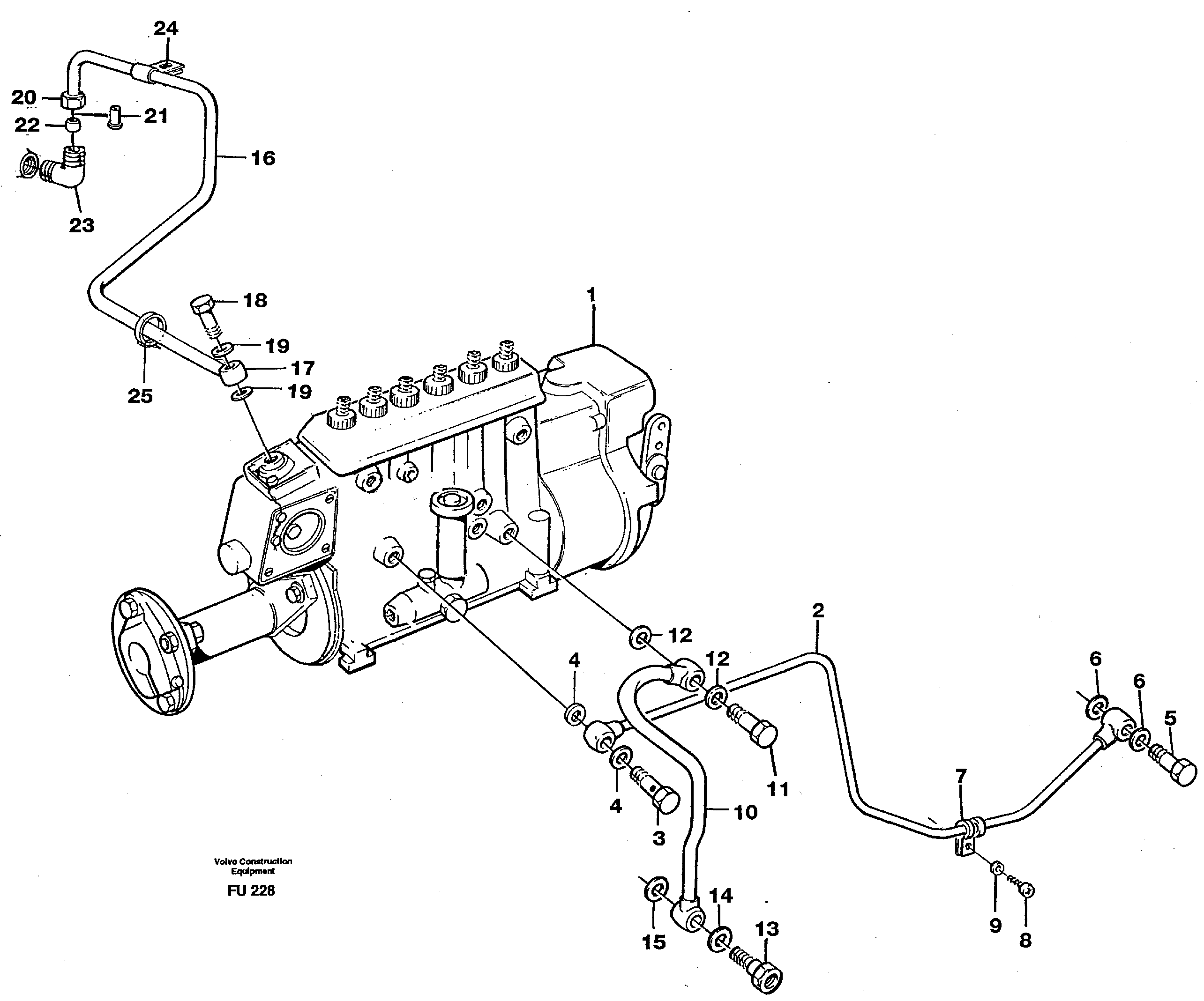 Схема запчастей Volvo EC390 - 40610 Injection pump: lubricating pipe EC390 SER NO 1001-