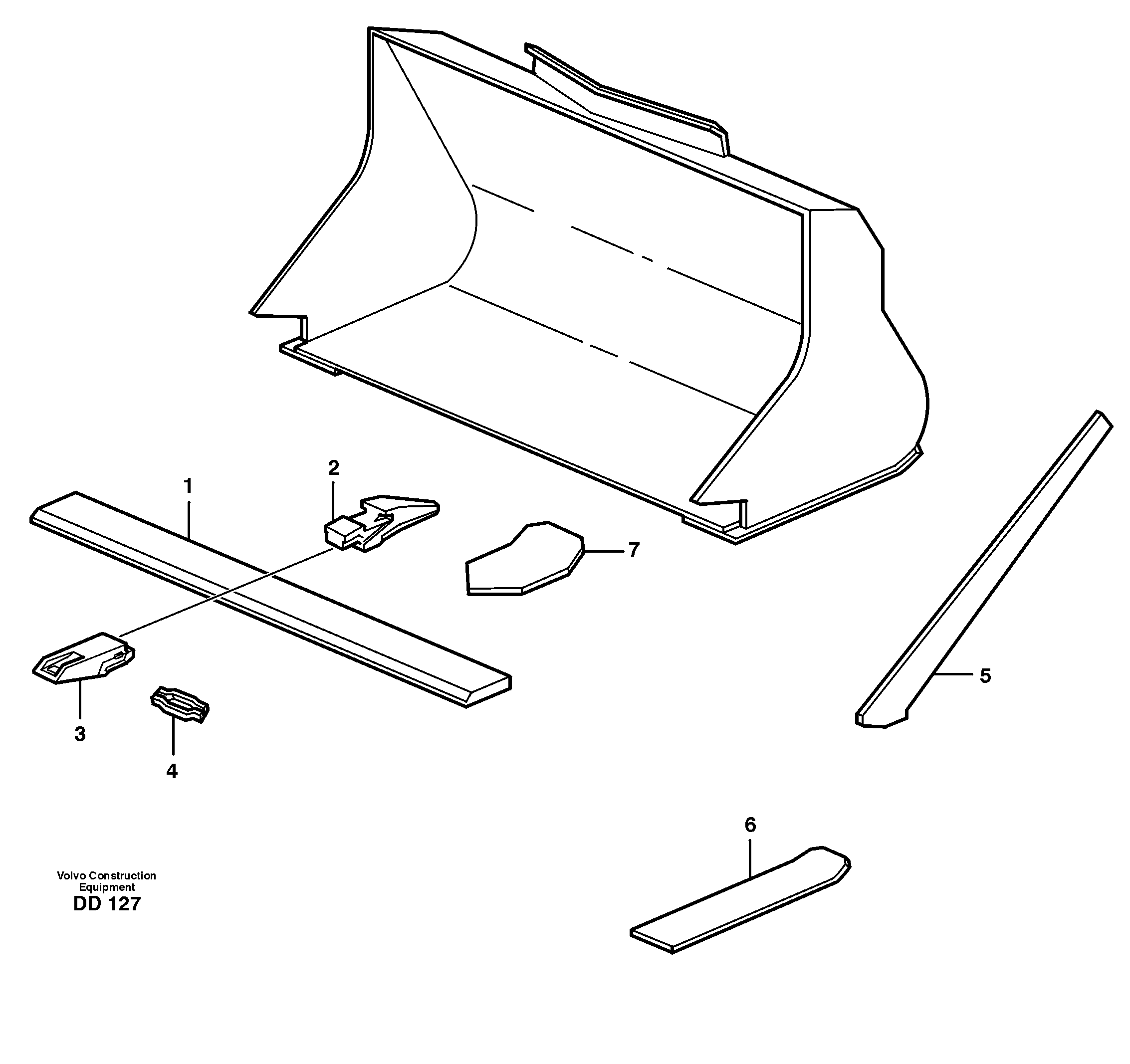 Схема запчастей Volvo EC650 - 15199 Bucket, straight with teeth ATTACHMENTS ATTACHMENTS BUCKETS