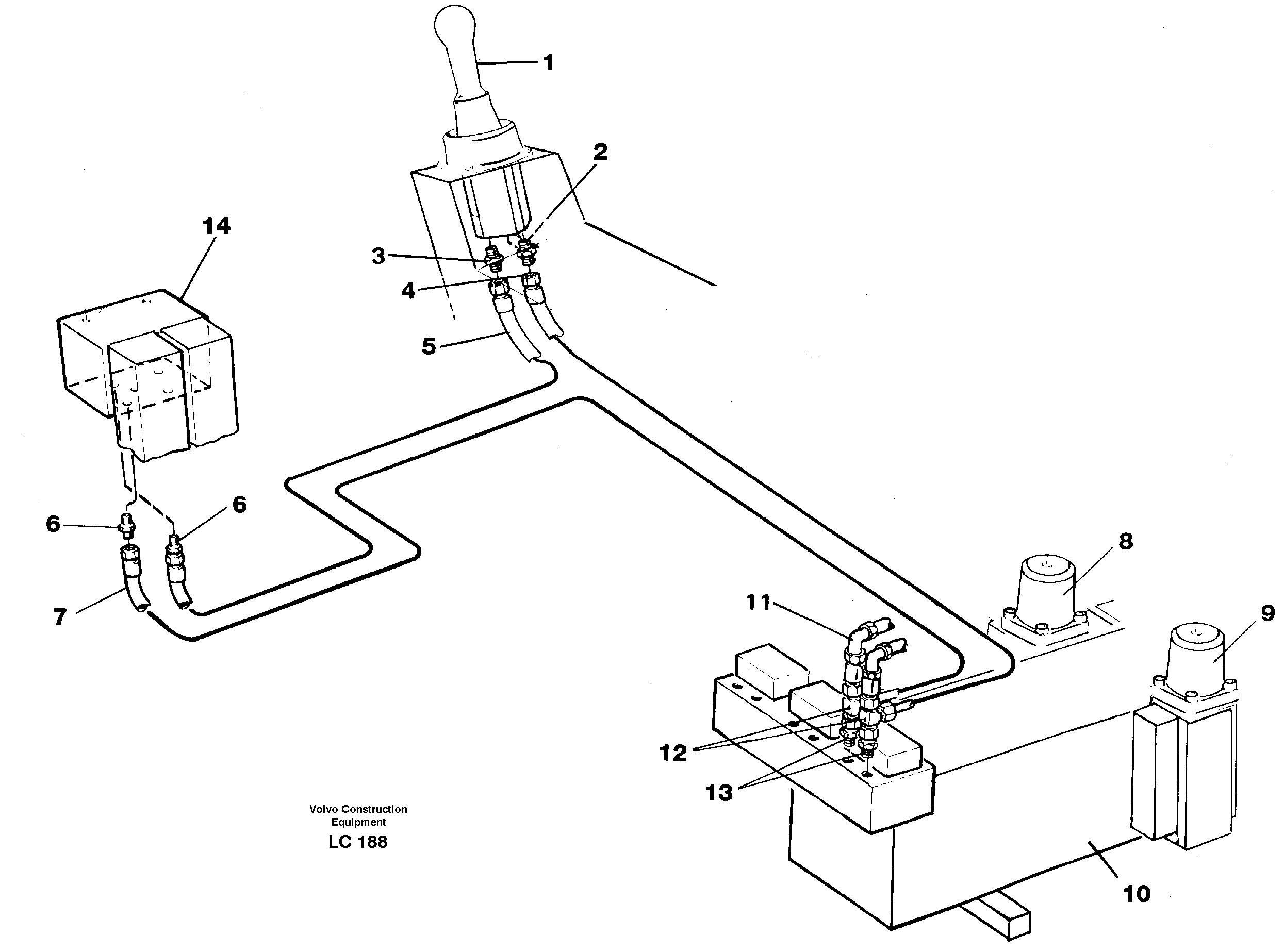Схема запчастей Volvo EC650 - 28880 Servo hydraulics, dipper arm EC650 SER NO 539-618