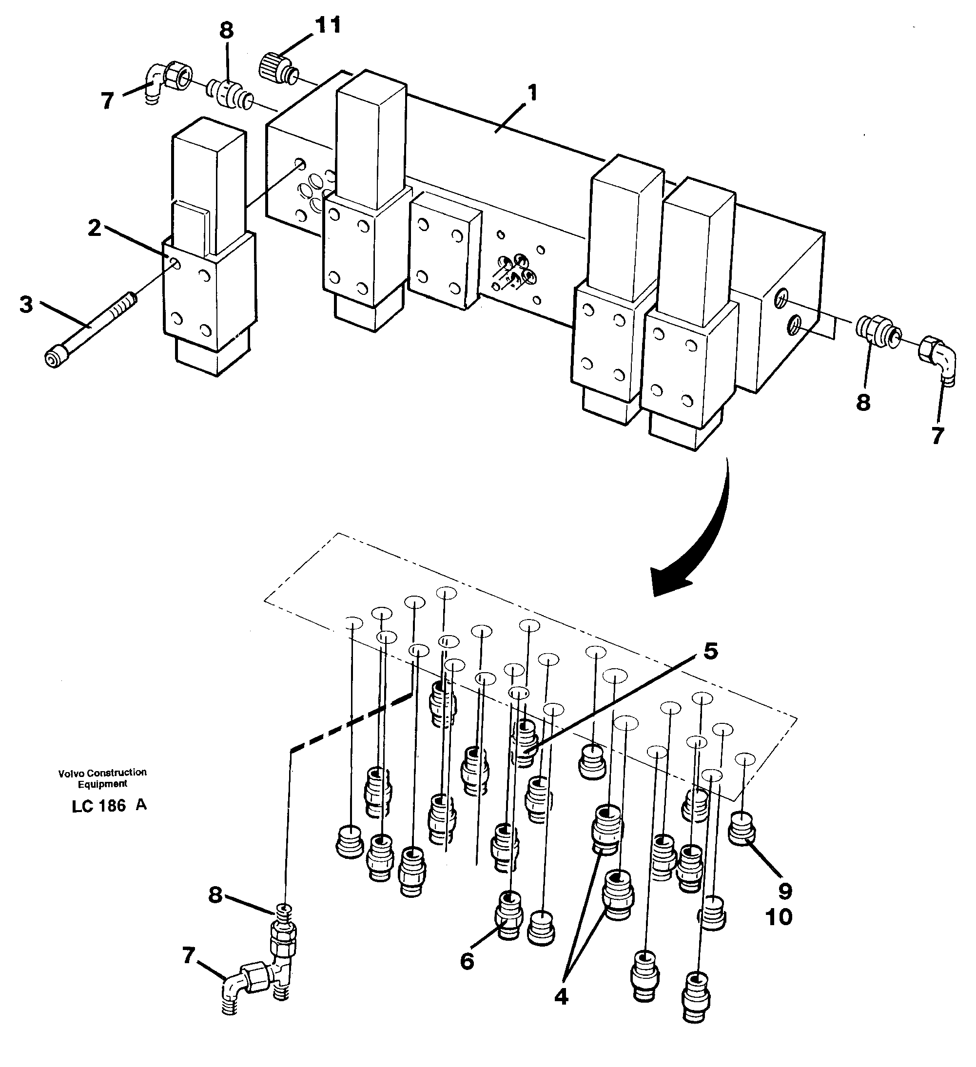 Схема запчастей Volvo EC650 - 28881 Control valve block EC650 SER NO 539-618