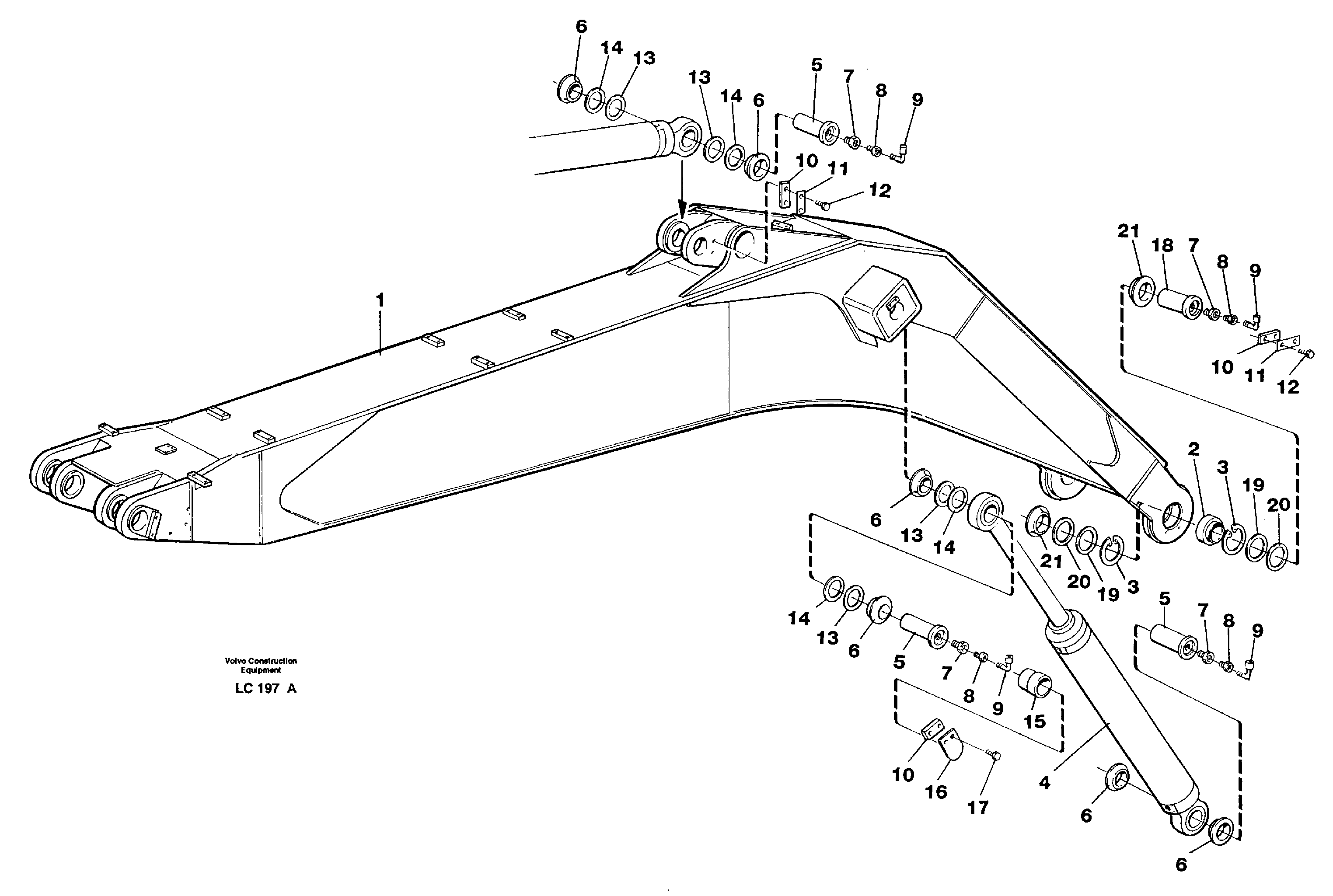 Схема запчастей Volvo EC650 - 27993 Backhoe boom incl. attachements, 7.60m EC650 SER NO 539-618