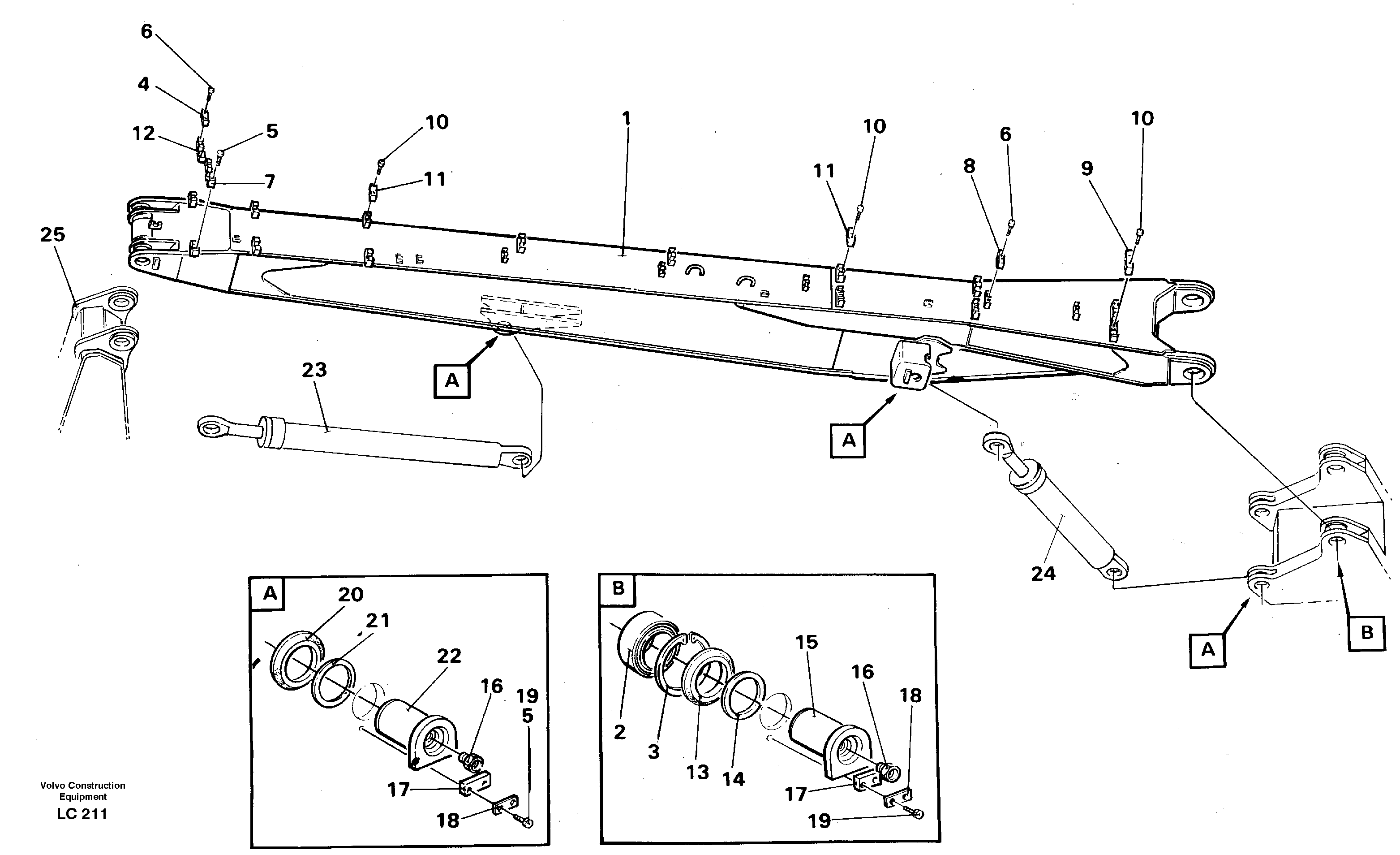 Схема запчастей Volvo EC650 - 27995 Boom incl. attachements, handling equipment EC650 SER NO 539-618