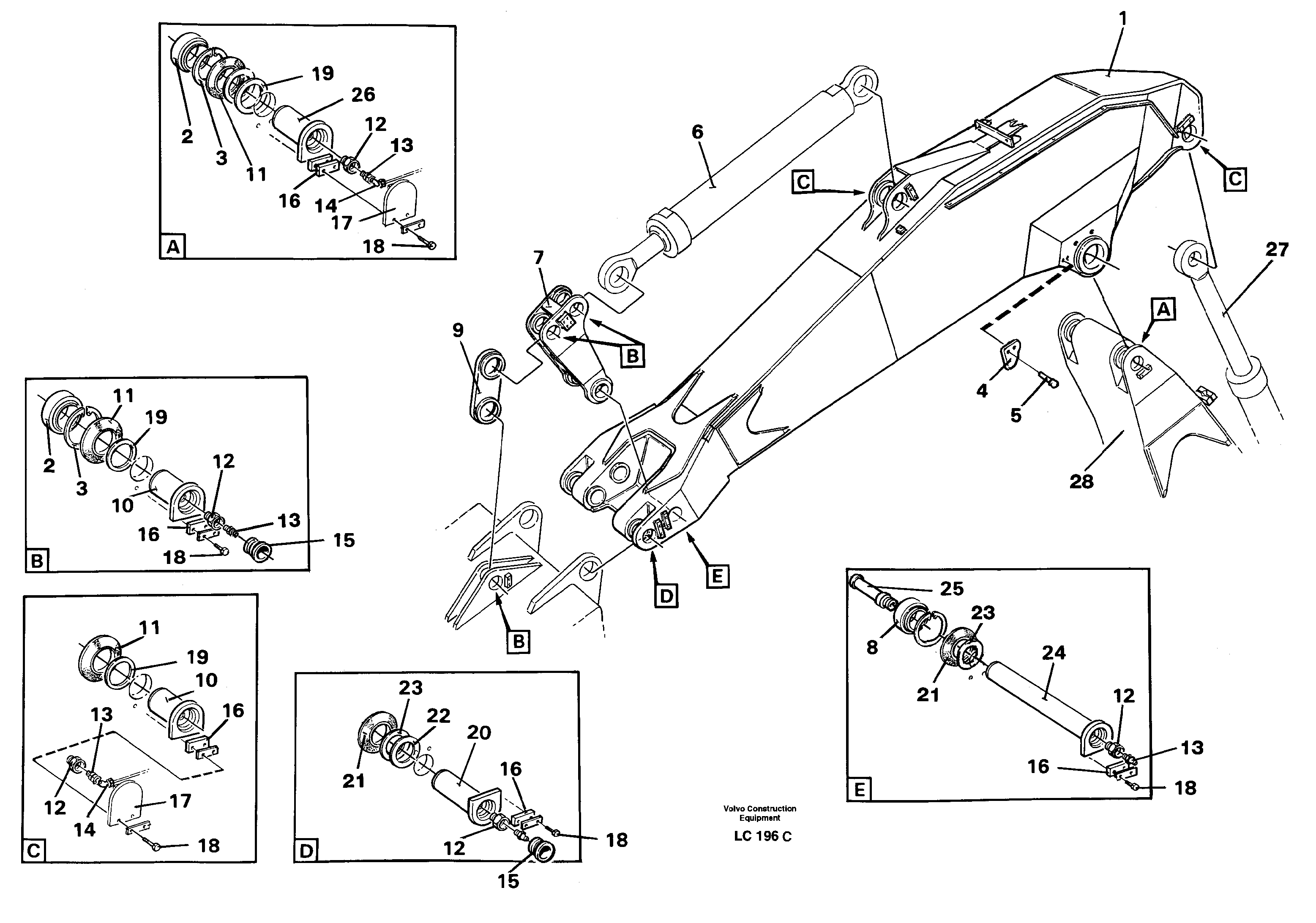 Схема запчастей Volvo EC650 - 28001 Backhoe dipper incl. attachements, 3,25m EC650 SER NO 539-618
