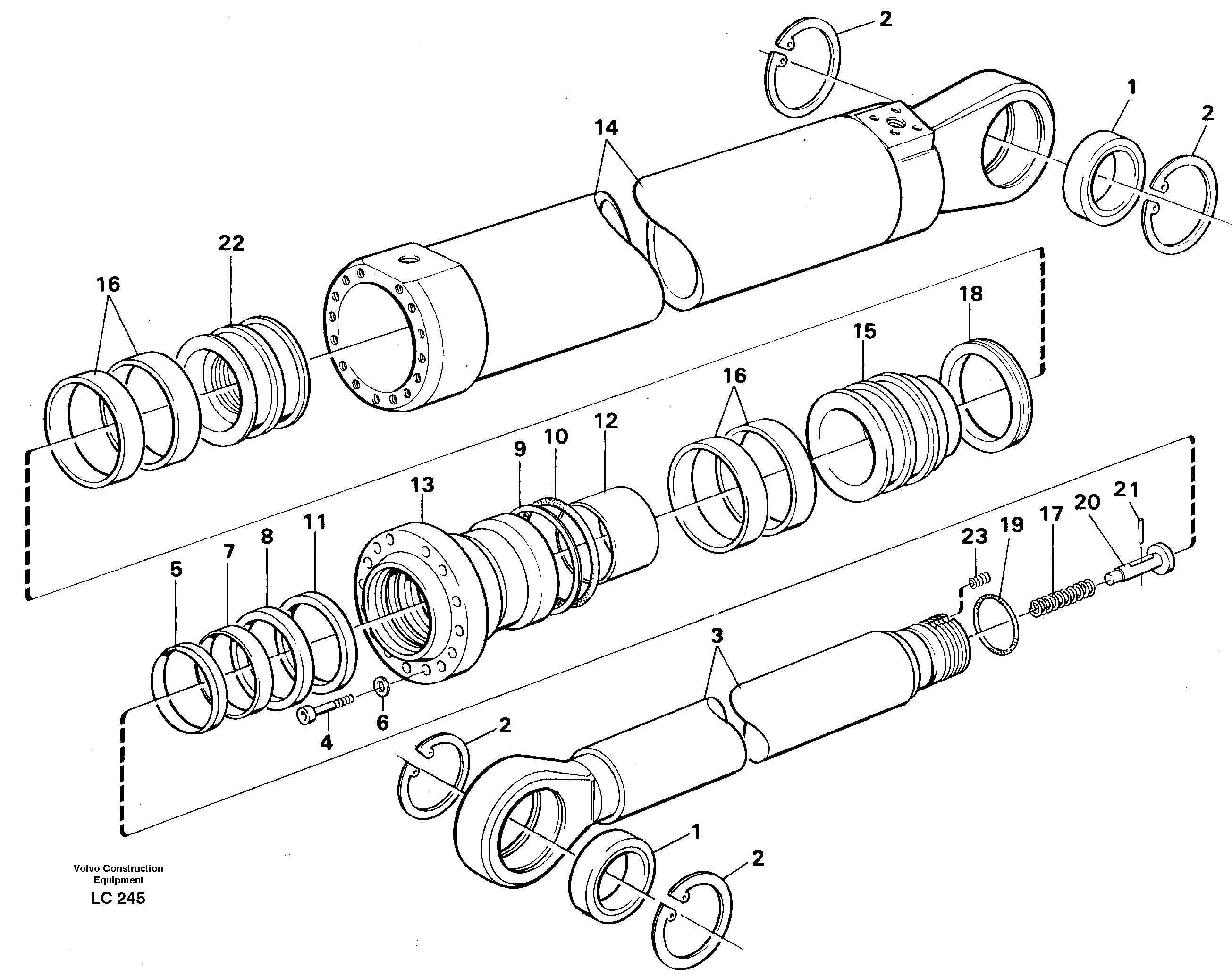 Схема запчастей Volvo EC650 - 68732 Dipper cylinder for backhoe dipper and mass excavation EC650 SER NO 539-618