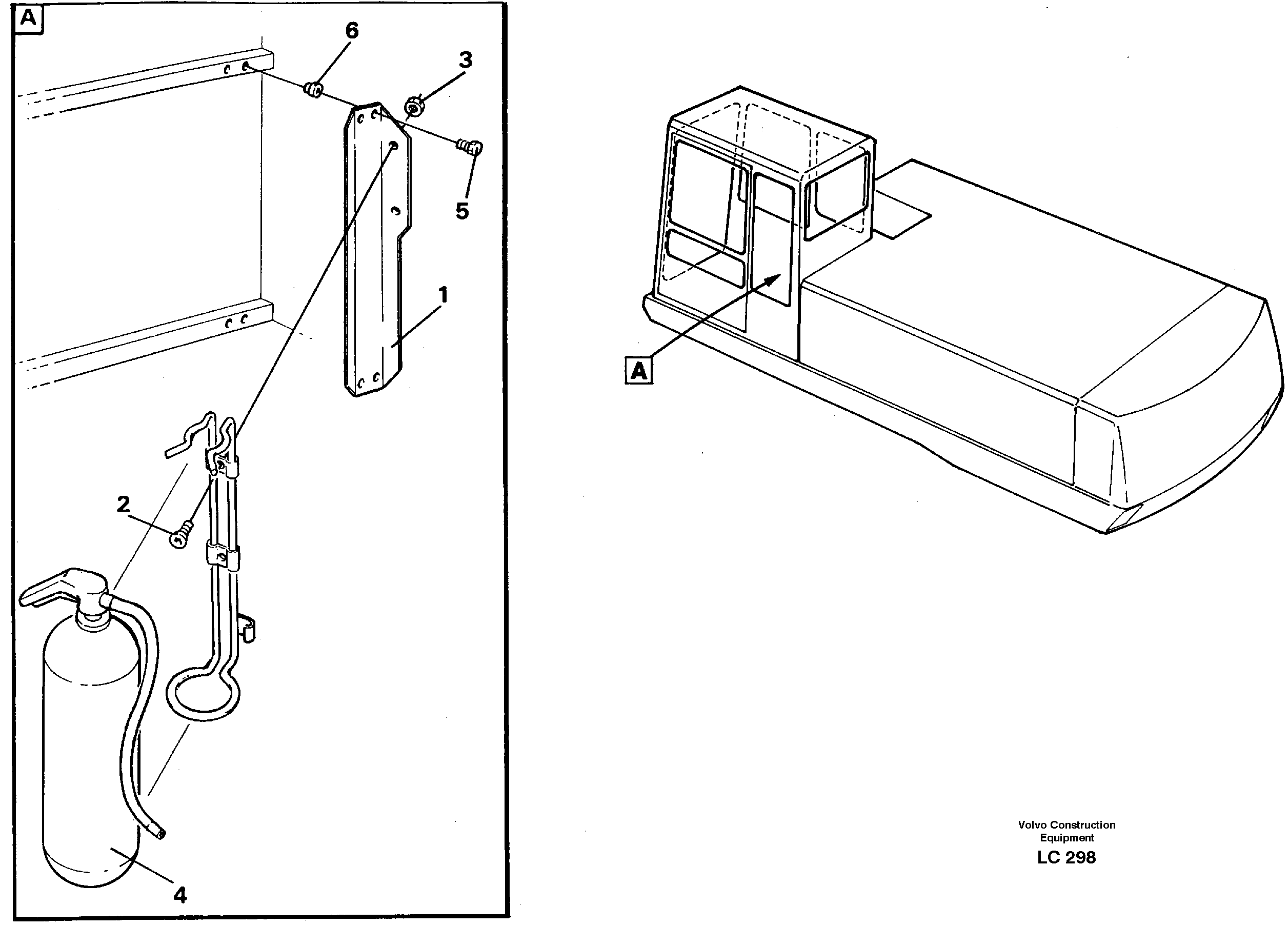 Схема запчастей Volvo EC650 - 28007 Fire extinguisher EC650 SER NO 539-618
