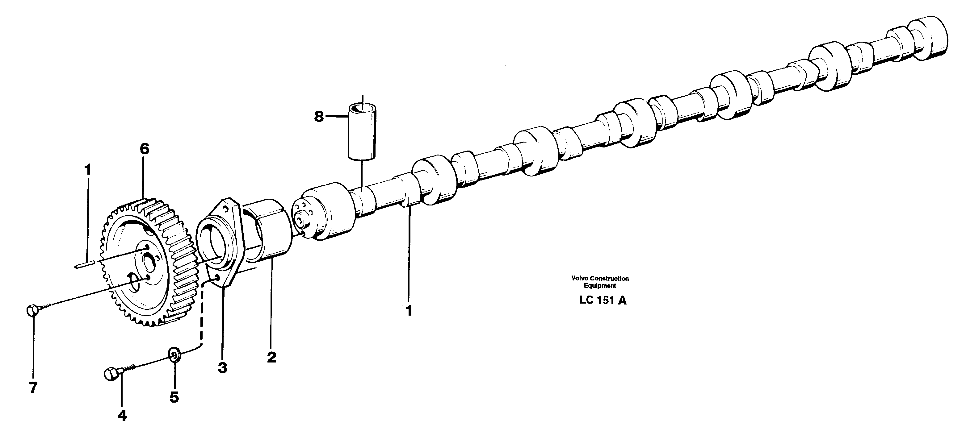 Схема запчастей Volvo EC650 - 53544 Распредвал EC650 SER NO 539-618
