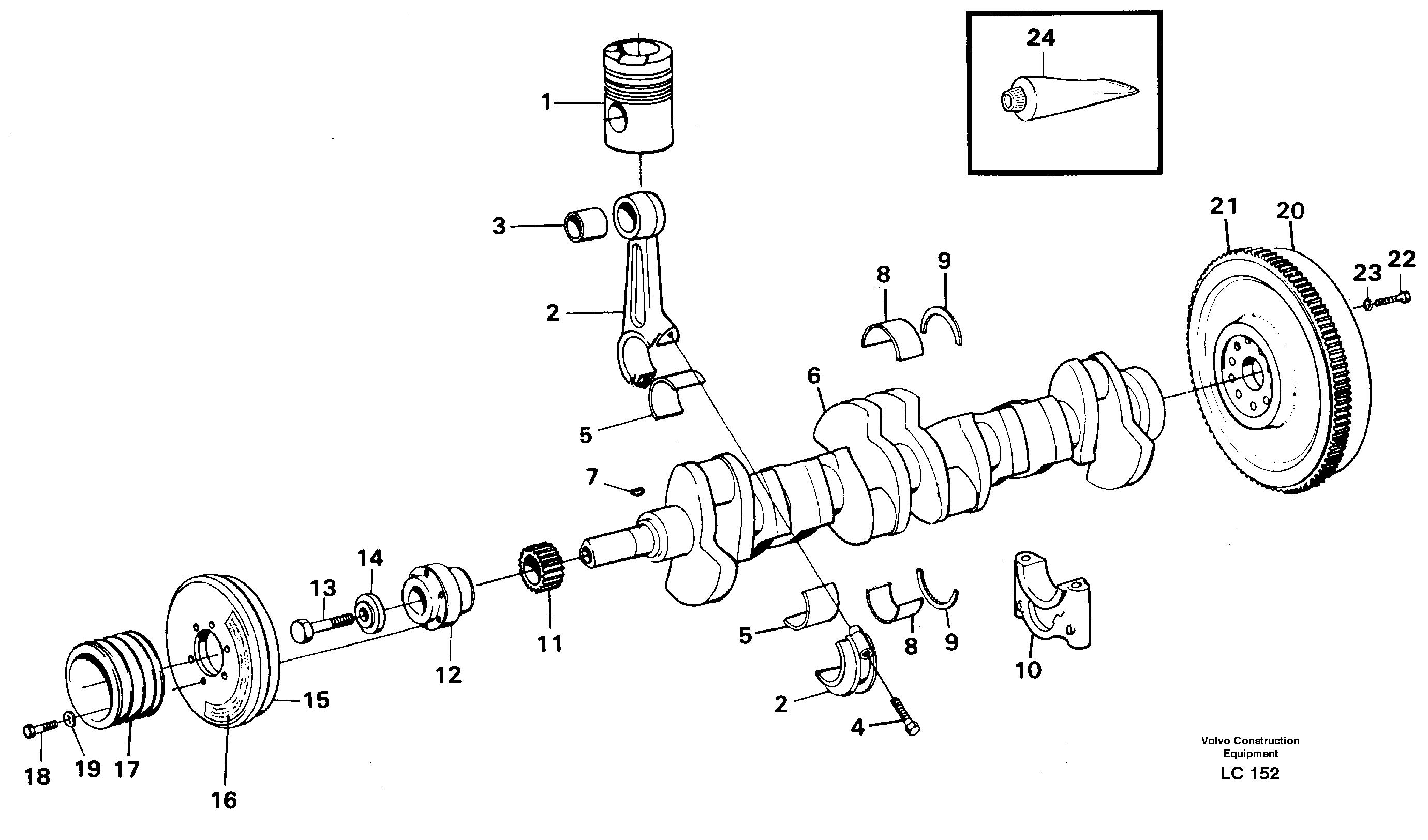 Схема запчастей Volvo EC650 - 22718 Crankshaft and related parts EC650 SER NO 539-618