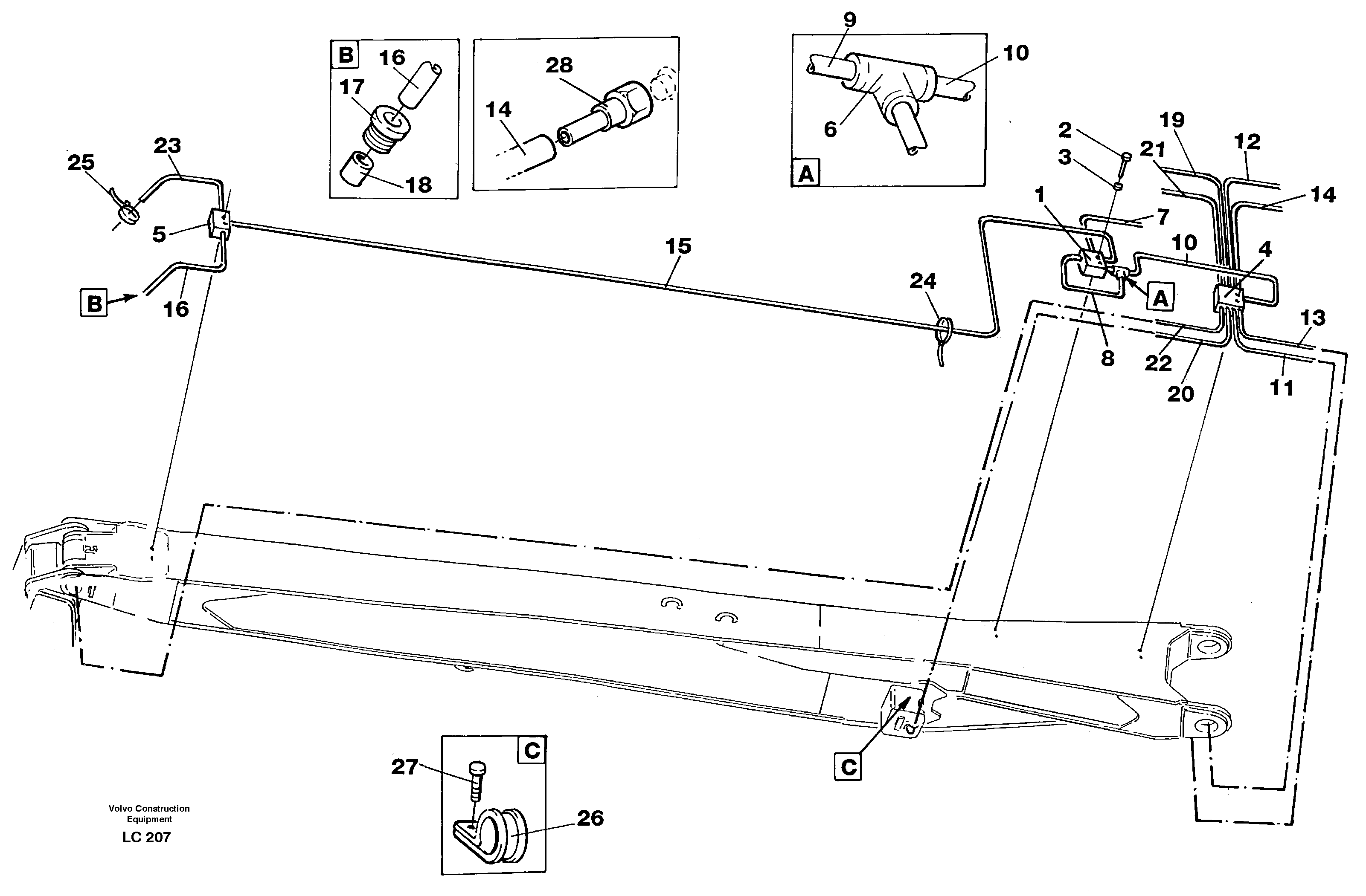 Схема запчастей Volvo EC650 - 95987 Automatic lubrication, material handling equ EC650 SER NO 539-618