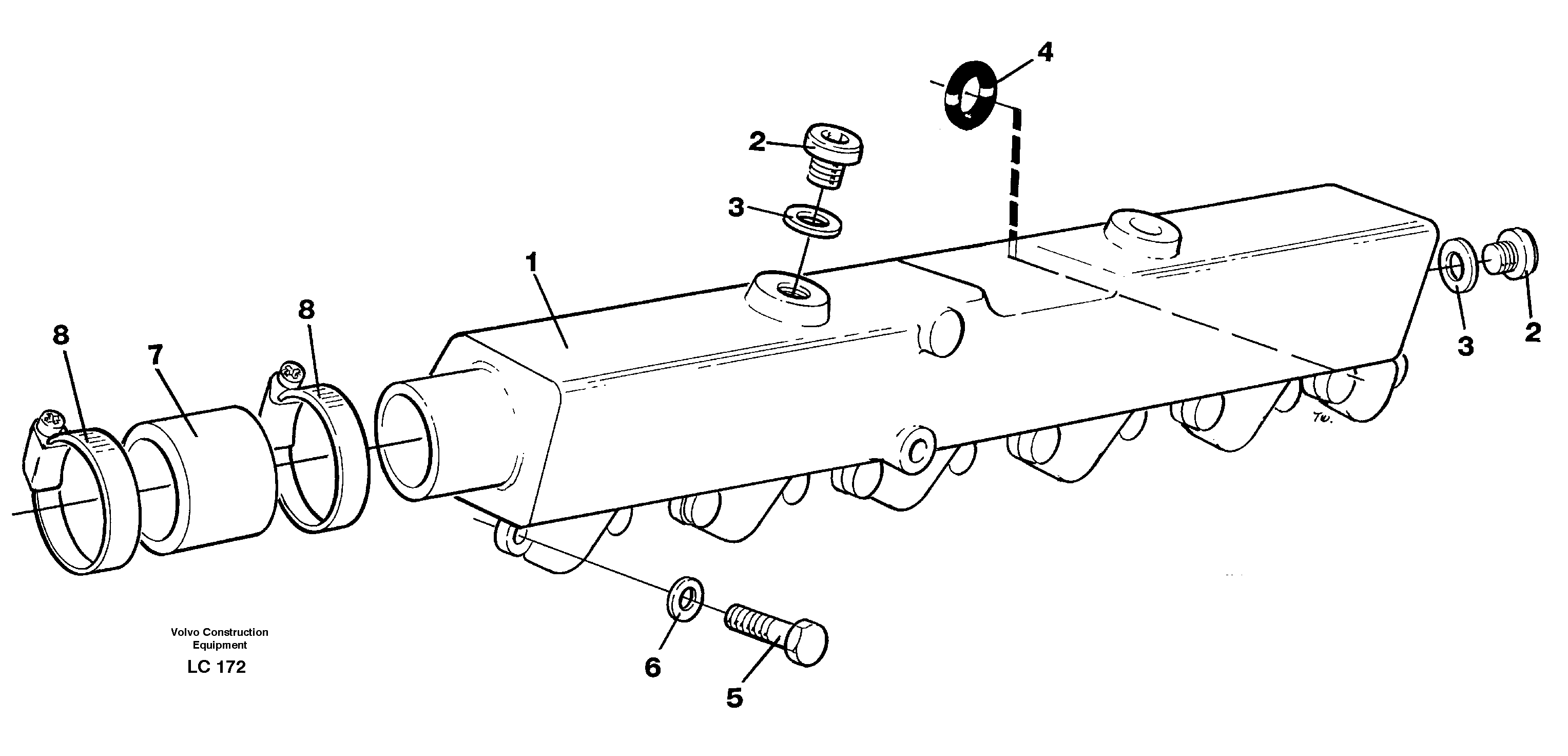 Схема запчастей Volvo EC650 - 71752 Трубка водяная EC650 SER NO 539-618