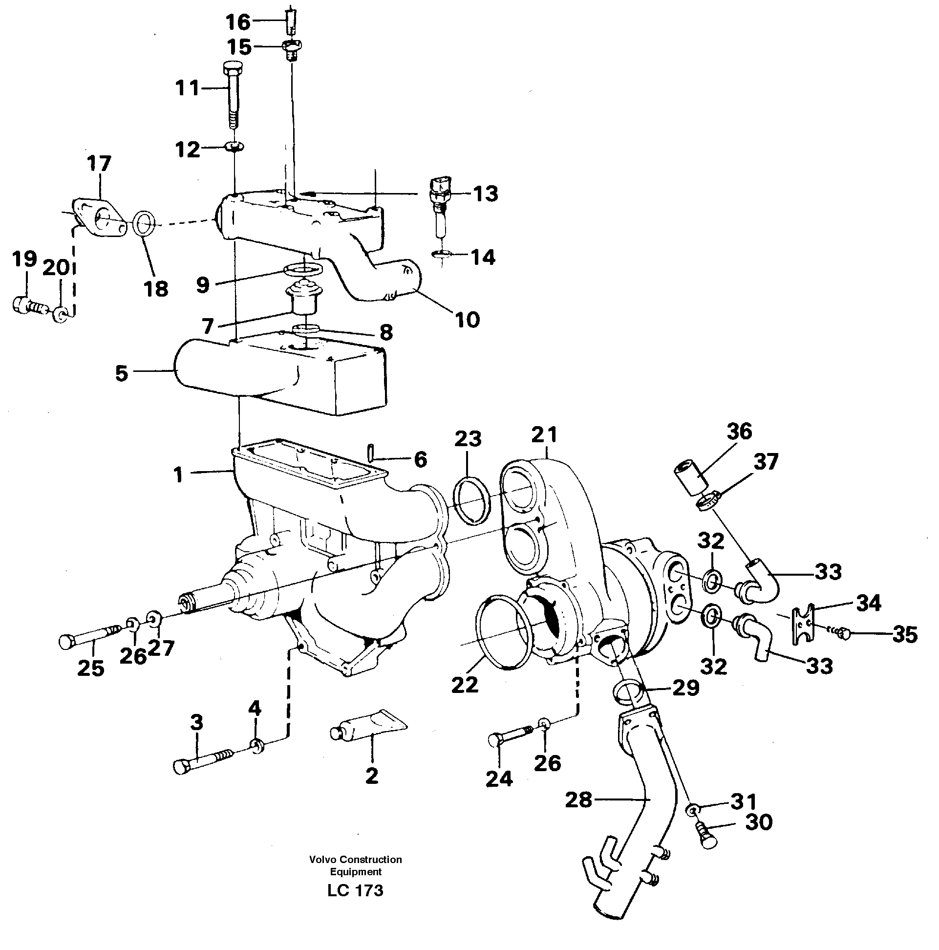 Схема запчастей Volvo EC650 - 94384 Thermostat housing EC650 SER NO 539-618
