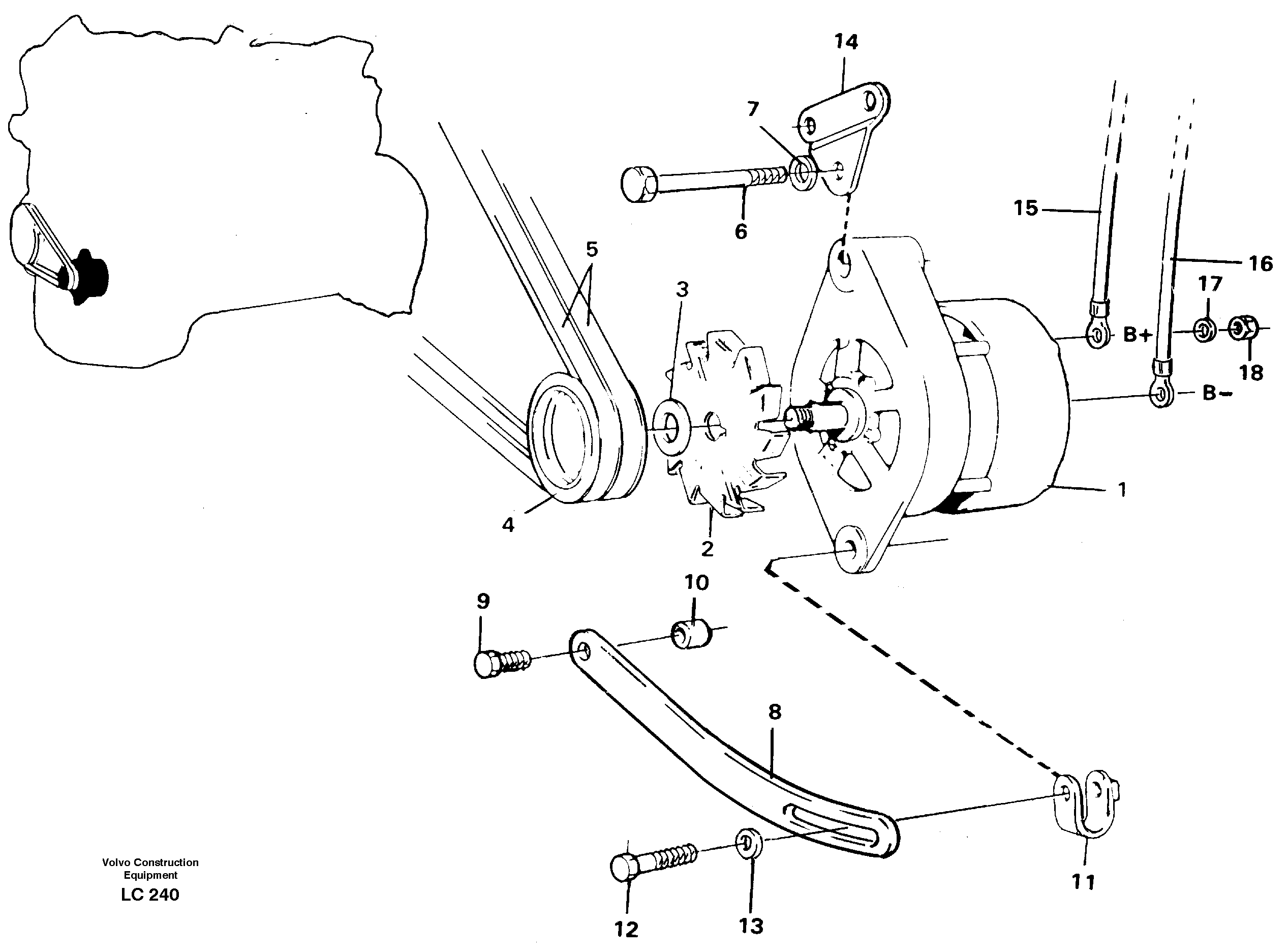 Схема запчастей Volvo EC650 - 53547 Alternator, assembly EC650 SER NO 539-618