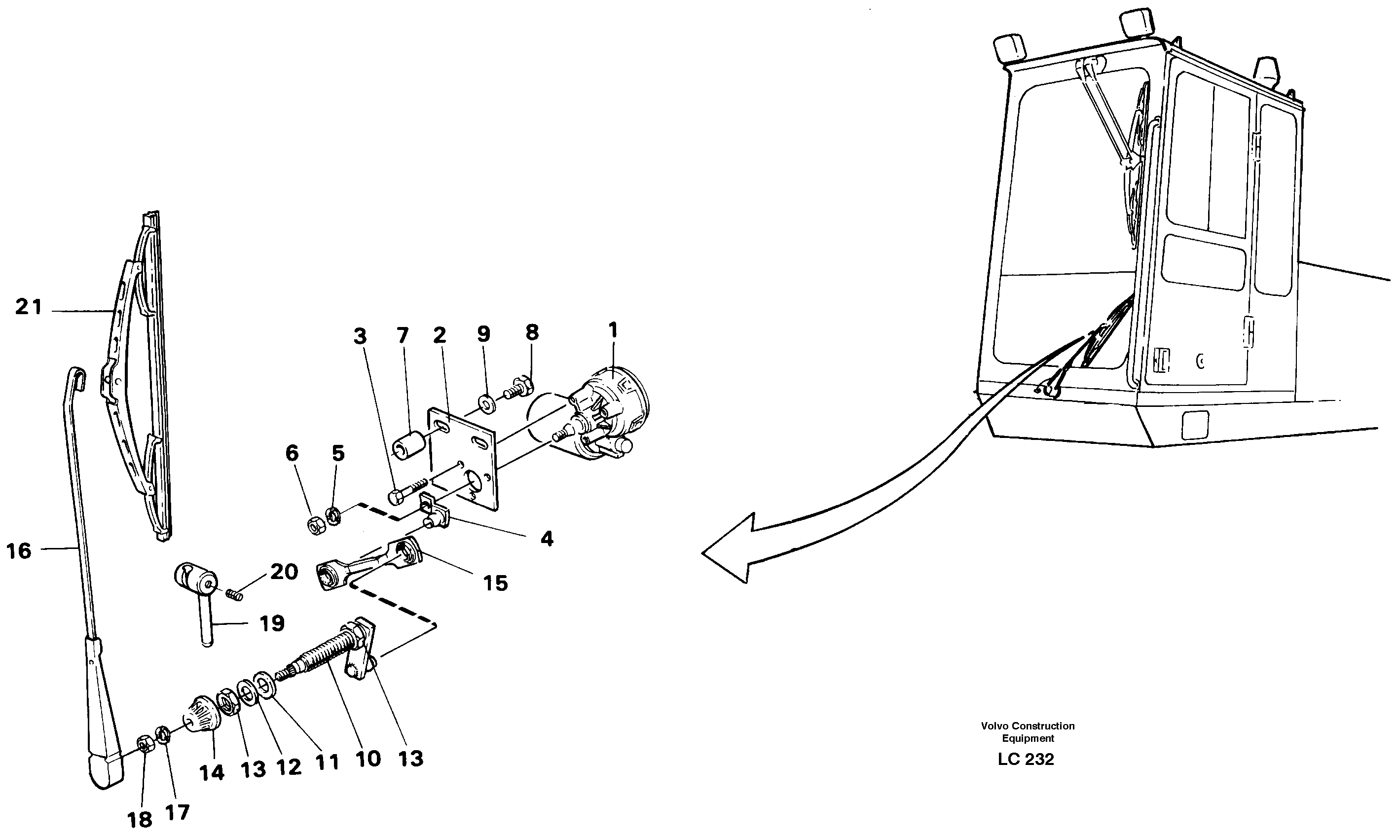 Схема запчастей Volvo EC650 - 17226 Windscreen wiper, lower EC650 SER NO 539-618