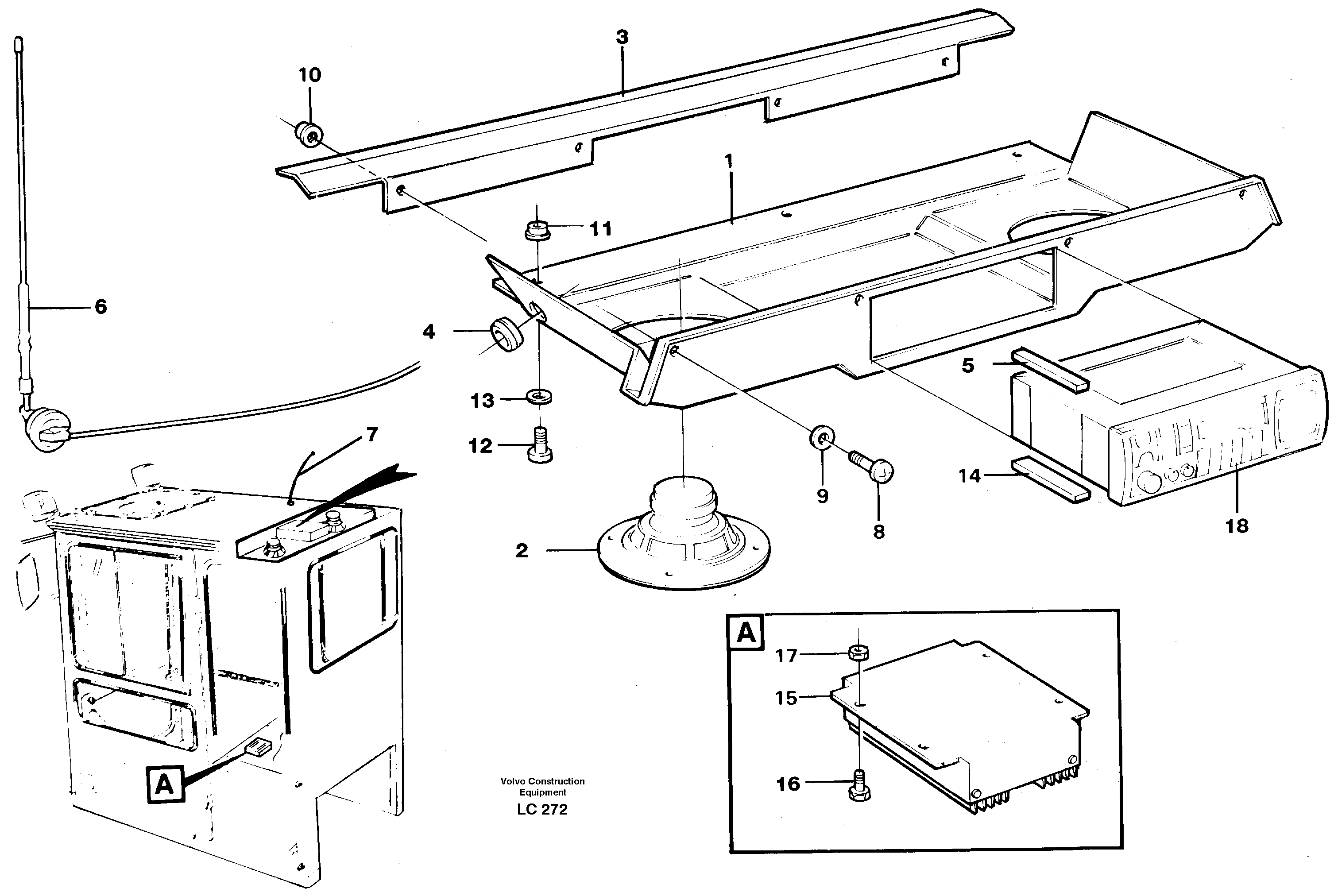 Схема запчастей Volvo EC650 - 17227 Radio installation Converter EC650 SER NO 539-618