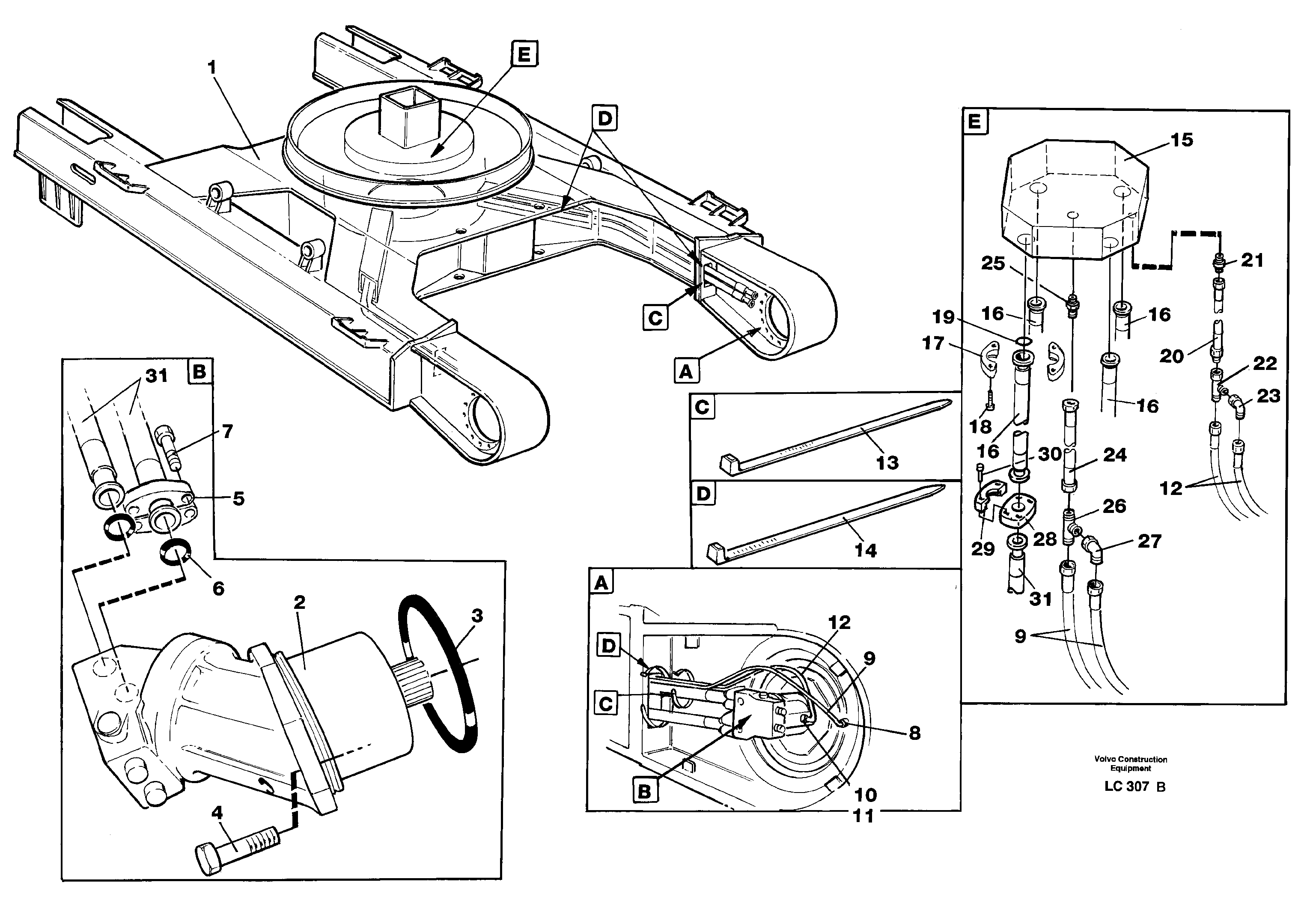 Схема запчастей Volvo EC650 - 26501 Travel motor hydraulics, undercarriage EC650 SER NO 539-618