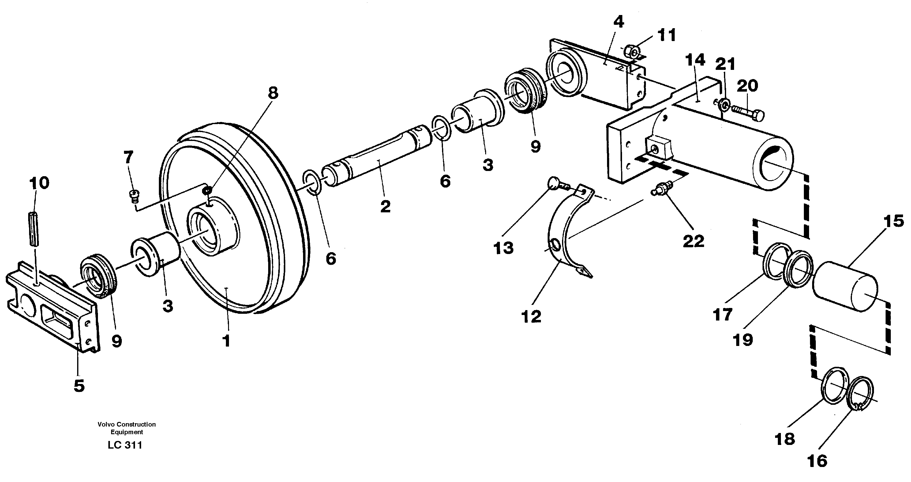 Схема запчастей Volvo EC650 - 26502 Front idler, tension cylinder EC650 SER NO 539-618