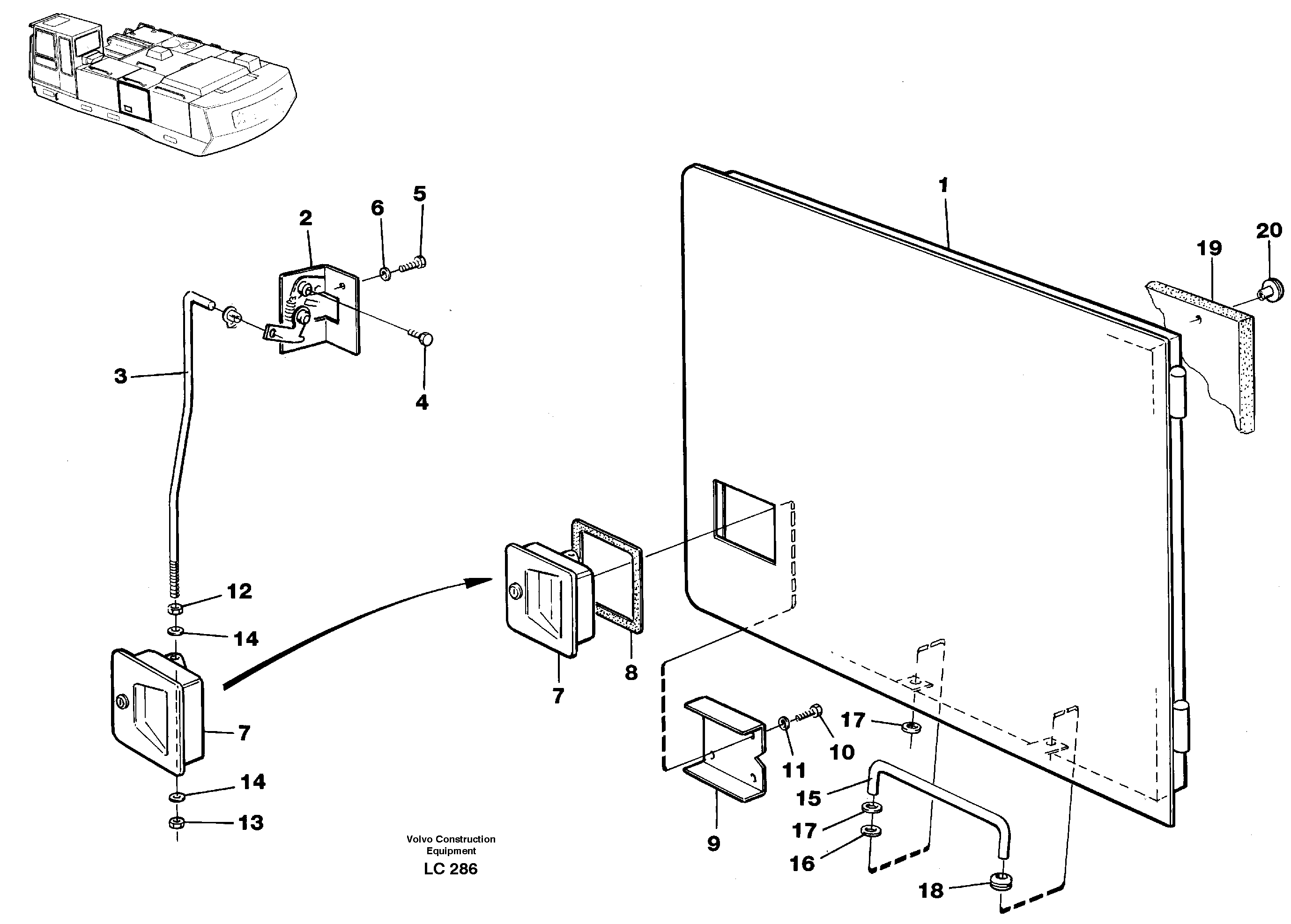 Схема запчастей Volvo EC650 - 26274 Door, middle Lh EC650 SER NO 539-618