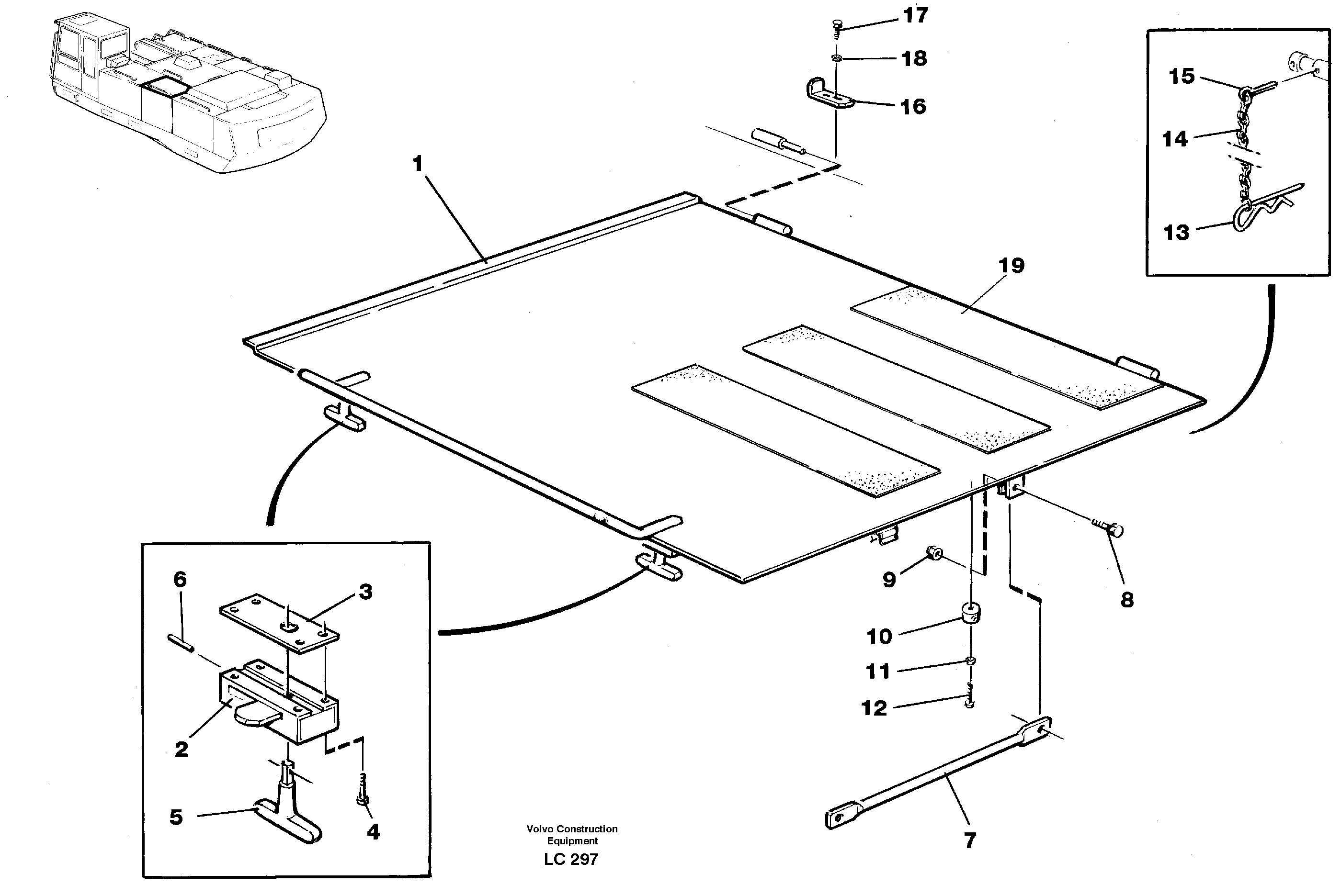 Схема запчастей Volvo EC650 - 26284 Hatch, rear, left EC650 SER NO 539-618