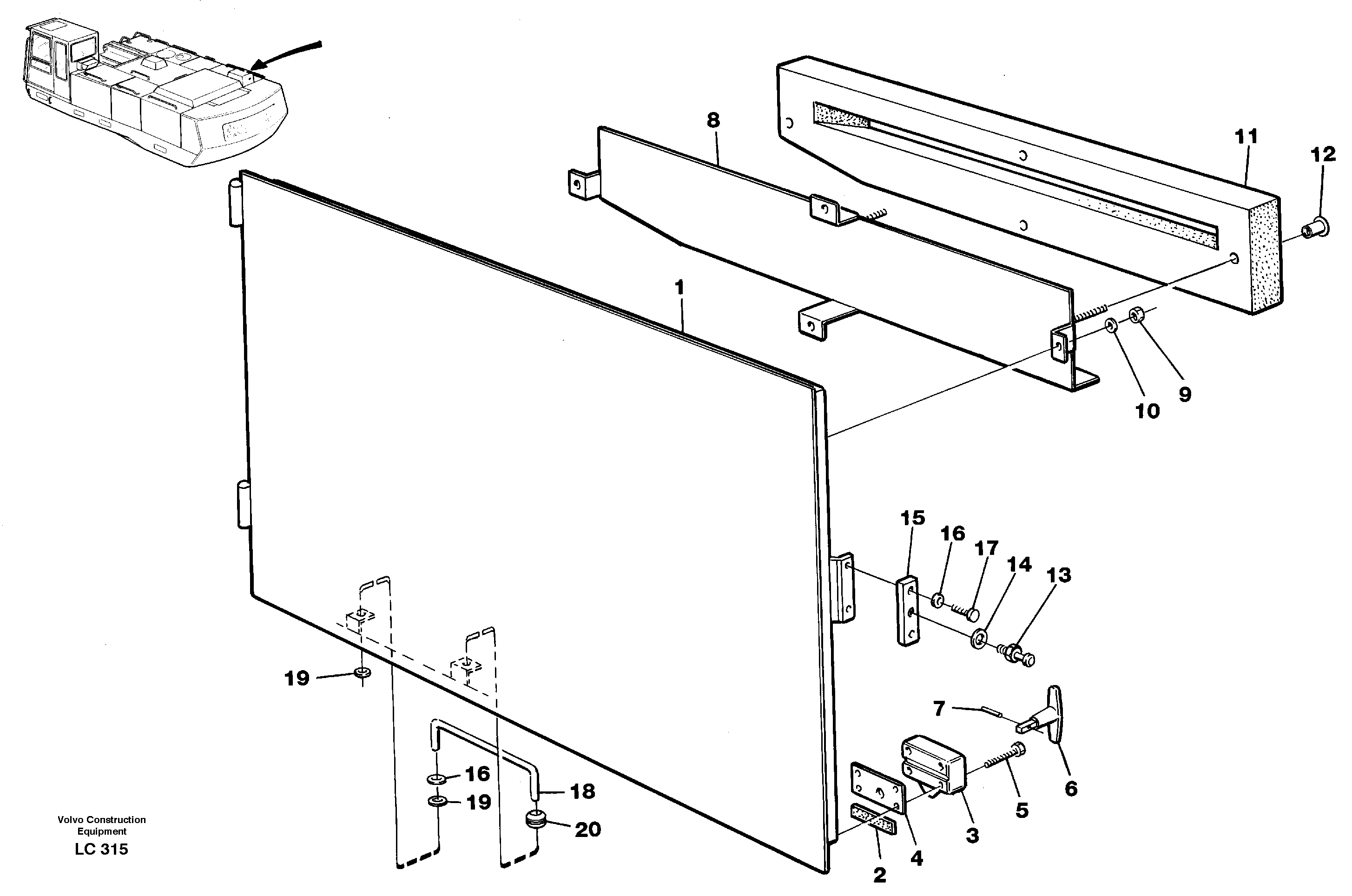 Схема запчастей Volvo EC650 - 30389 Door rear, Rh EC650 SER NO 539-618