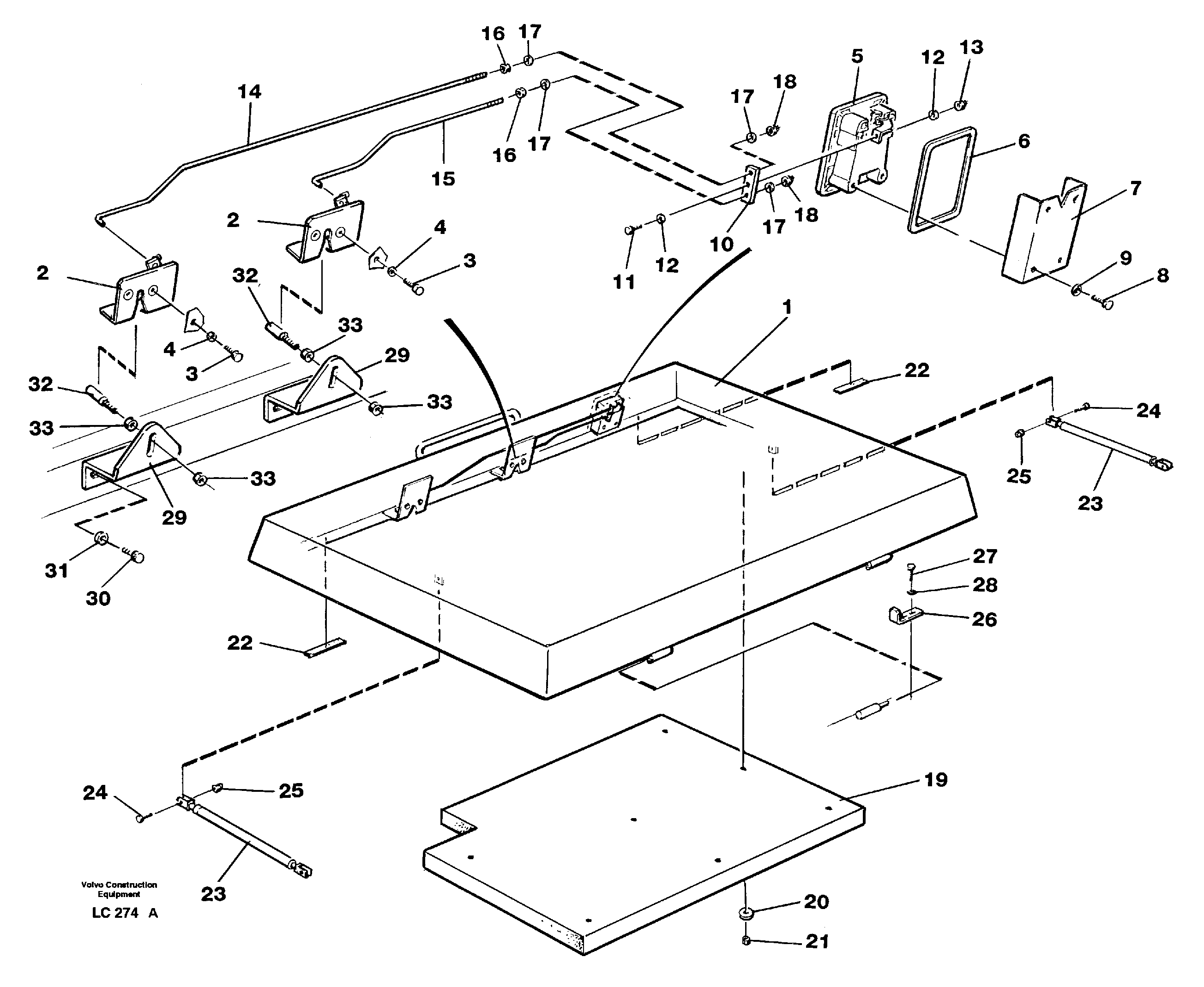 Схема запчастей Volvo EC650 - 30803 Hutch over engine EC650 SER NO 539-618