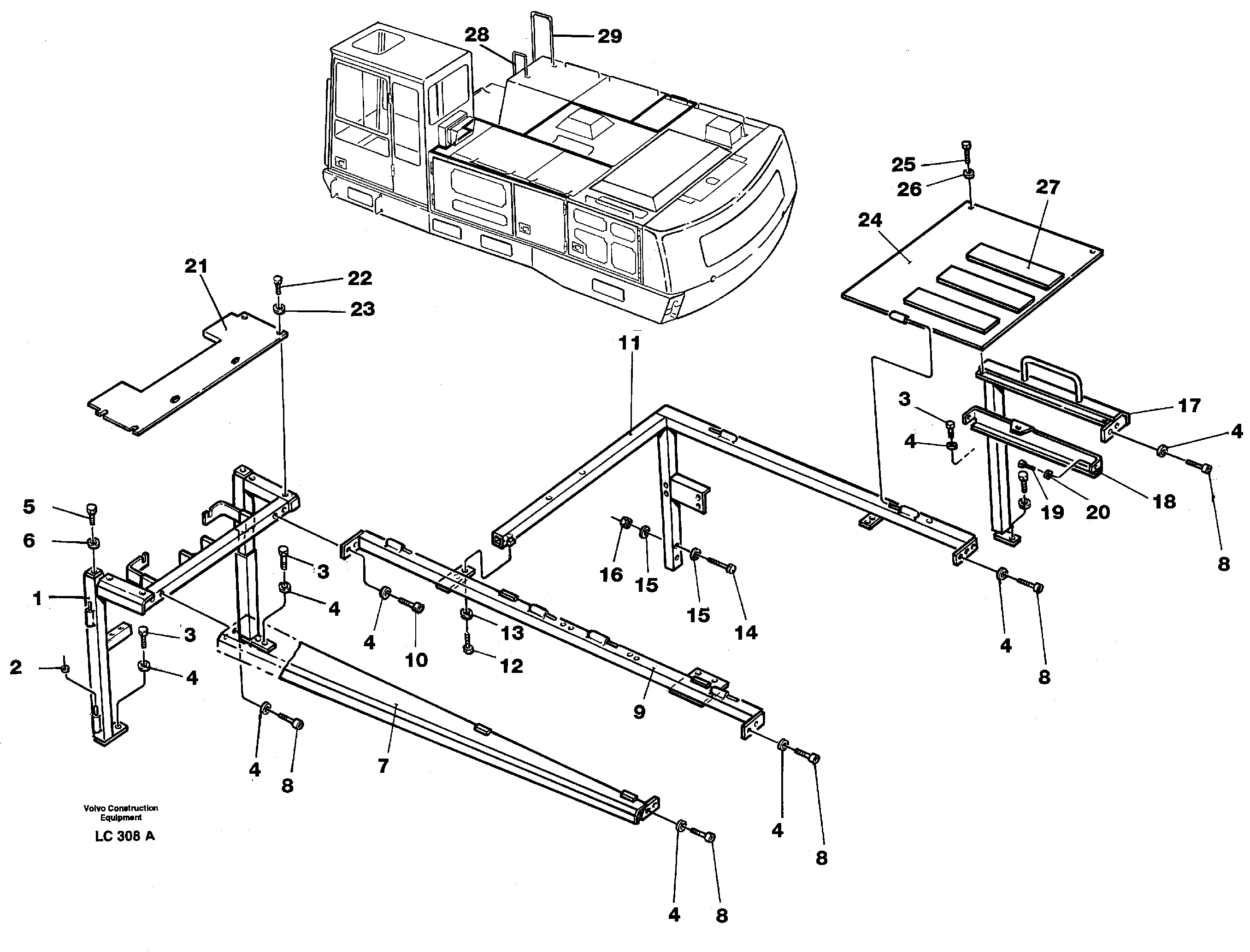 Схема запчастей Volvo EC650 - 40338 Front support EC650 SER NO 539-618