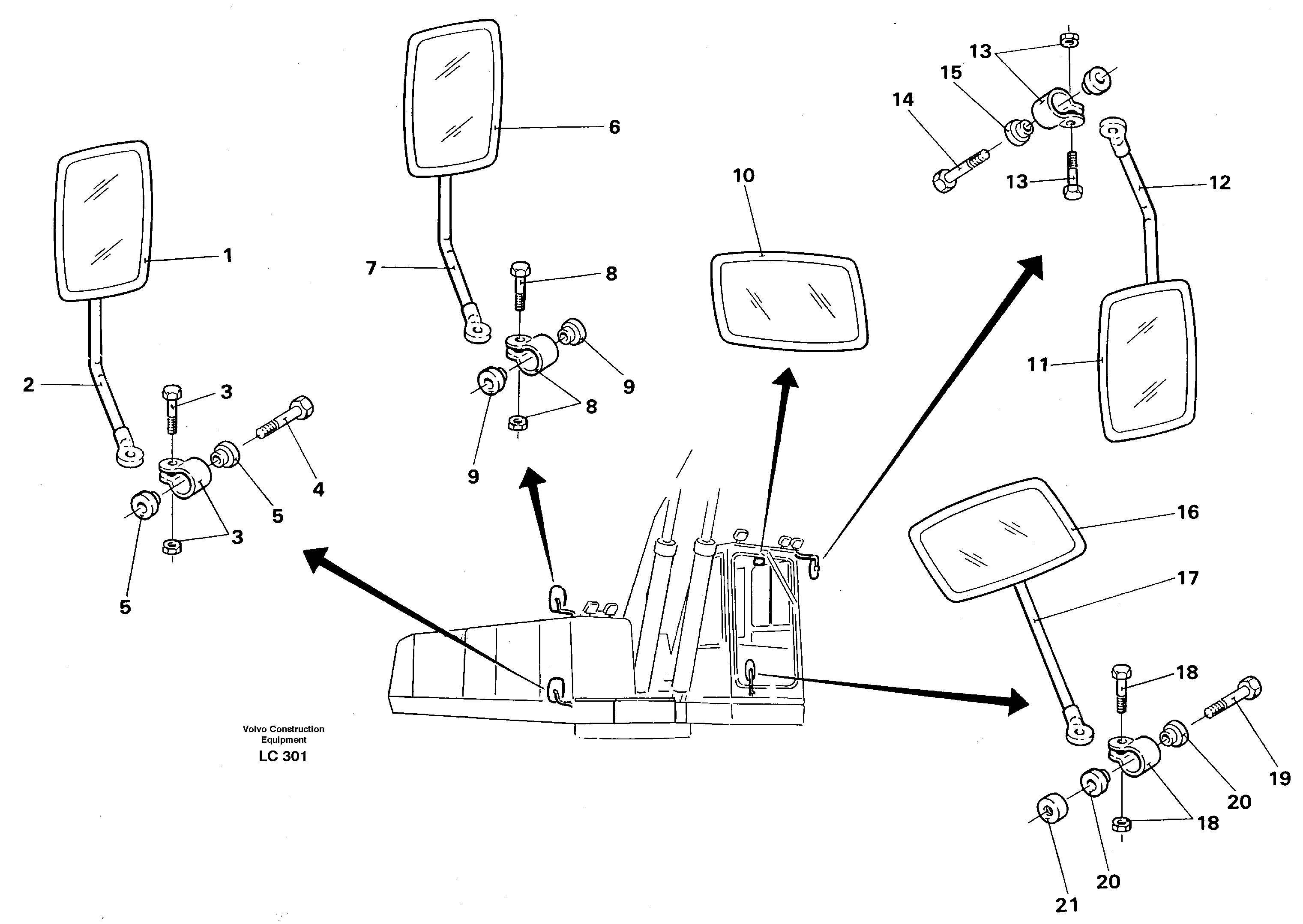 Схема запчастей Volvo EC650 - 47352 Rear view mirror EC650 SER NO 539-618