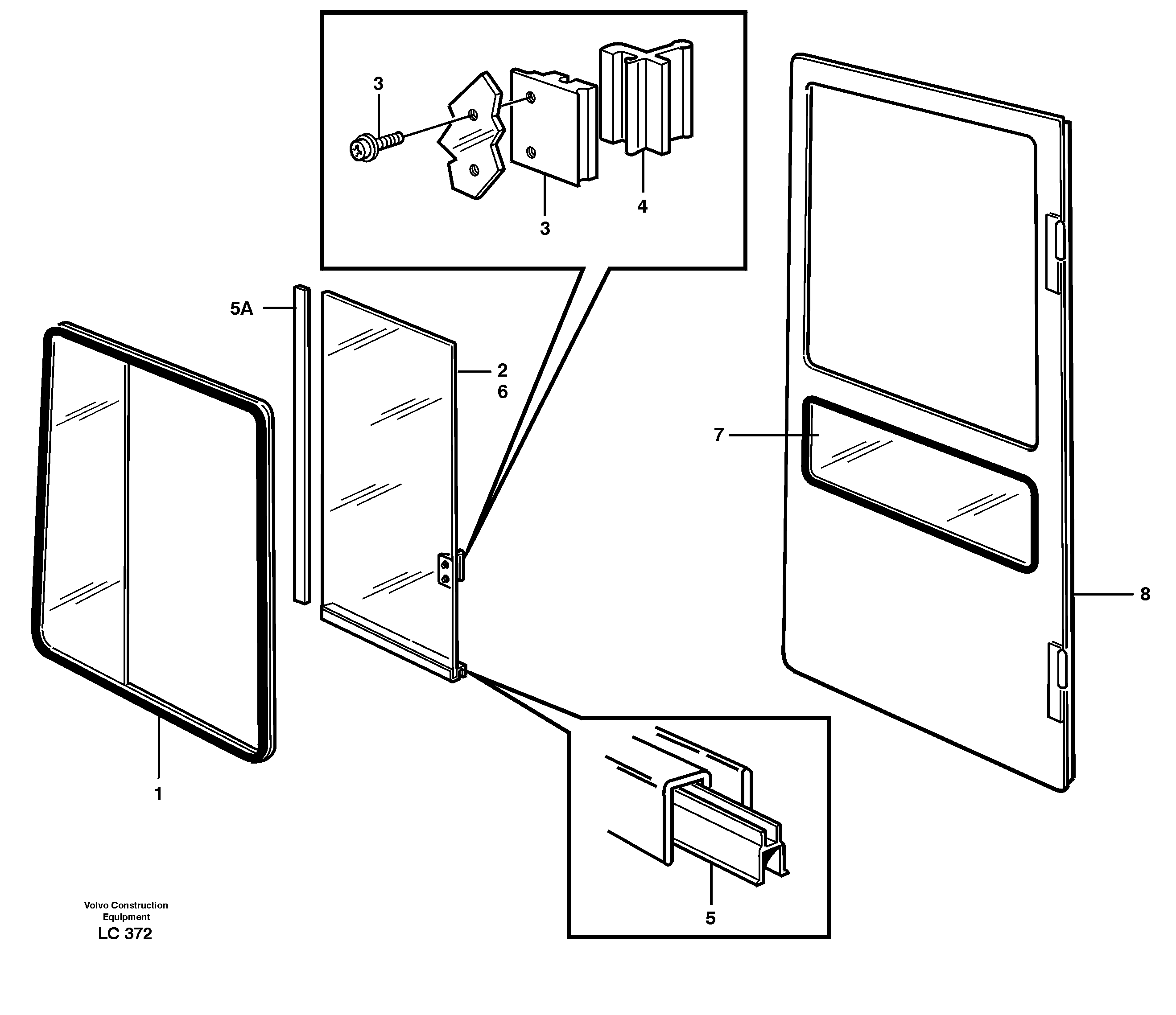 Схема запчастей Volvo EC650 - 25507 Sliding window EC650 SER NO 539-618