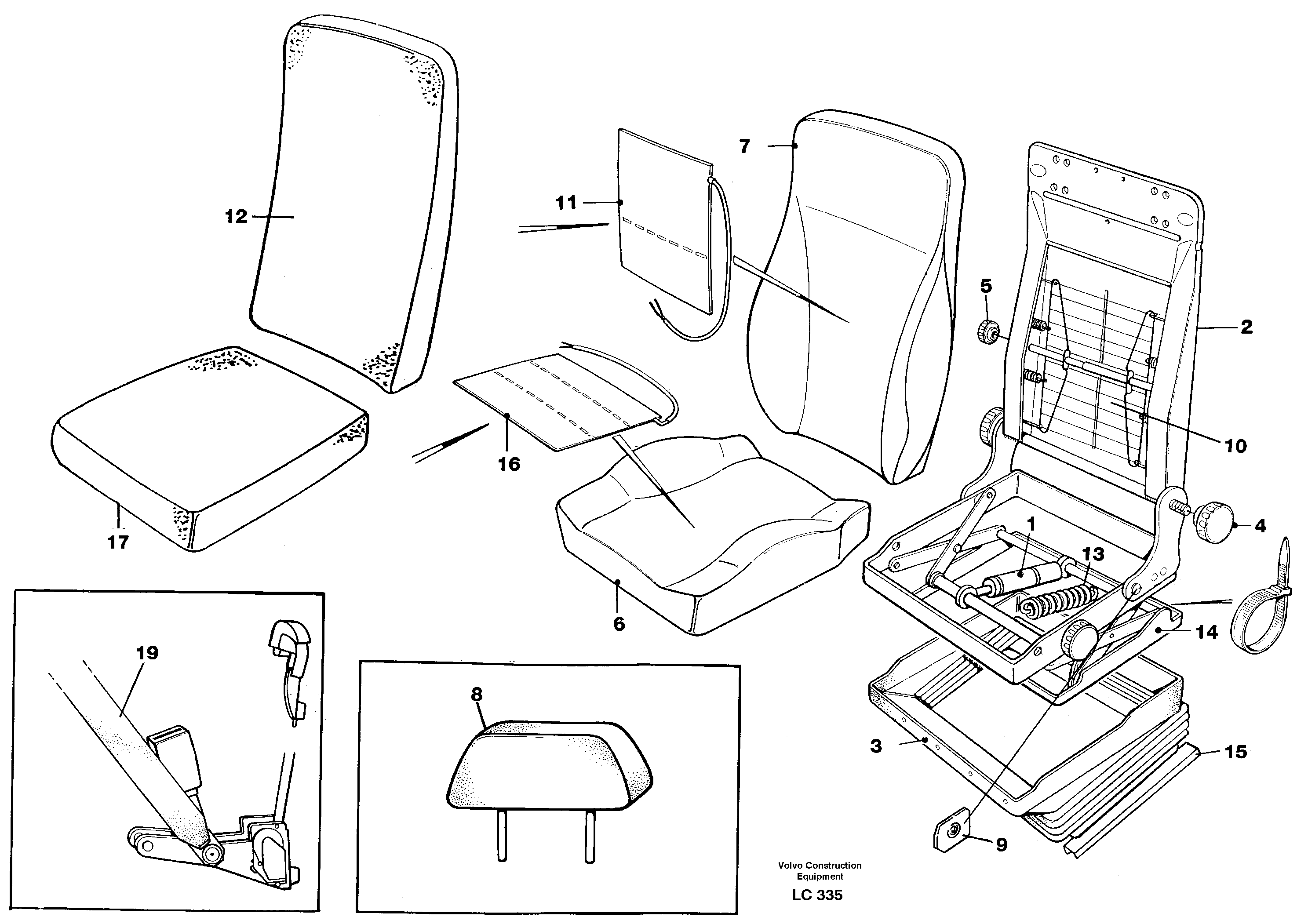 Схема запчастей Volvo EC650 - 25163 Operators seat Be-ge EC650 SER NO 539-618