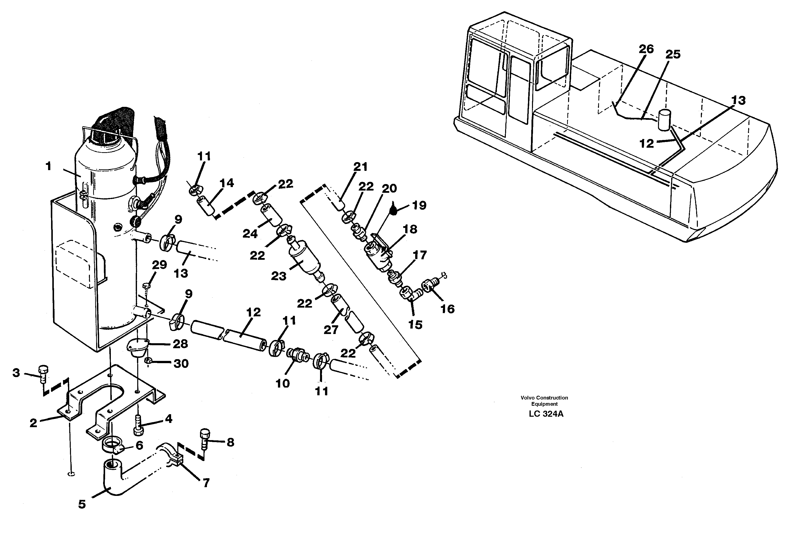 Схема запчастей Volvo EC650 - 83471 Heater, diesel Installation EC650 SER NO 539-618