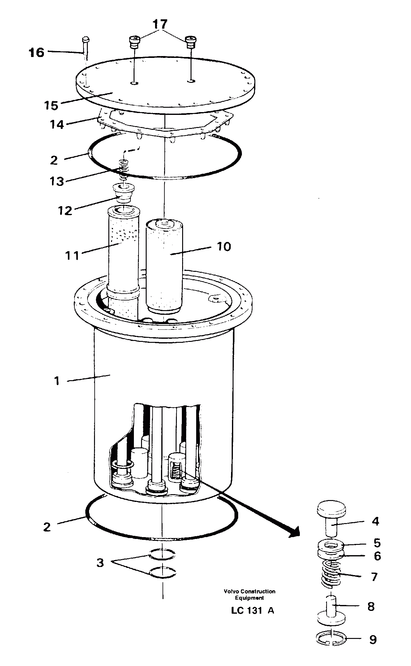 Схема запчастей Volvo EC650 - 21535 Filter box EC650 SER NO 539-618