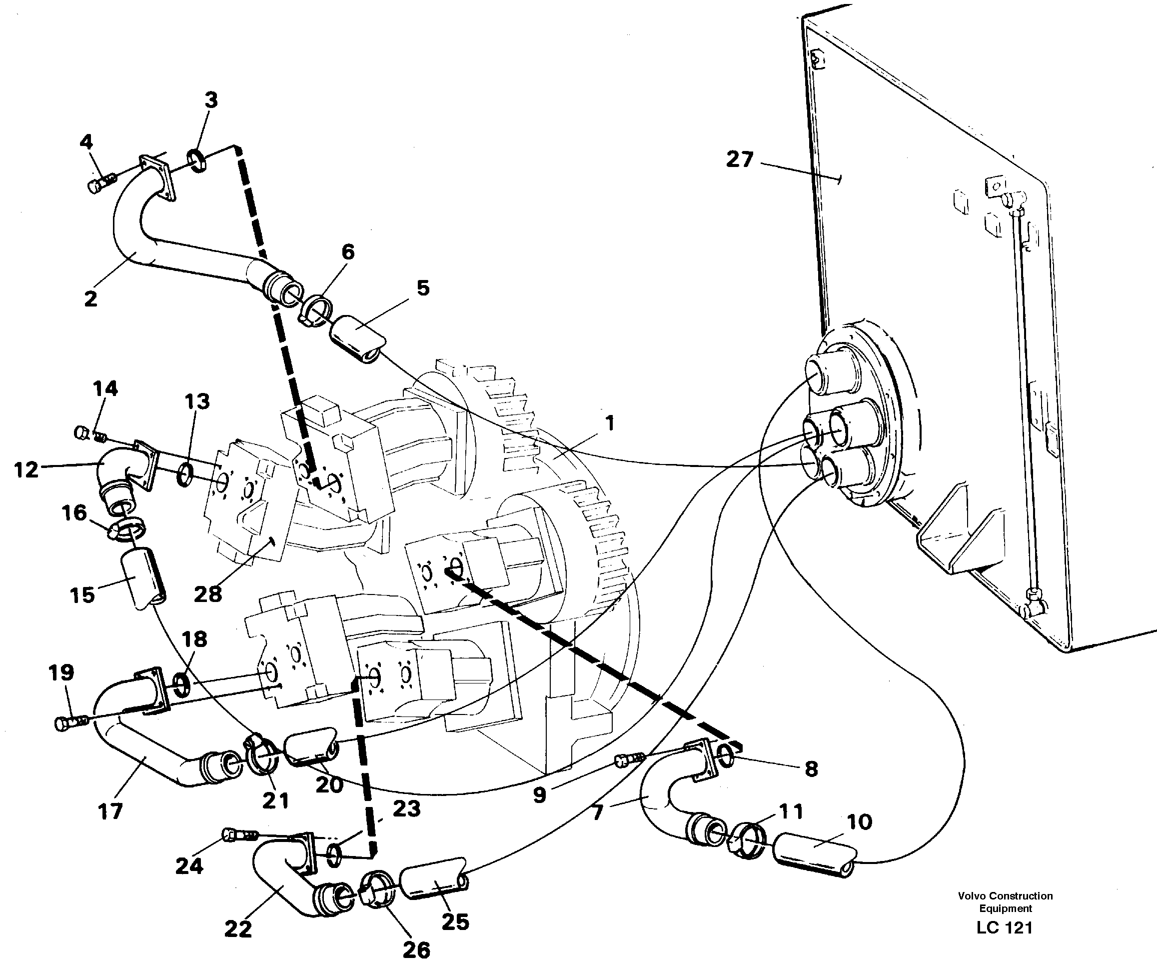 Схема запчастей Volvo EC650 - 25812 Hydraulic system suction lines EC650 SER NO 539-618