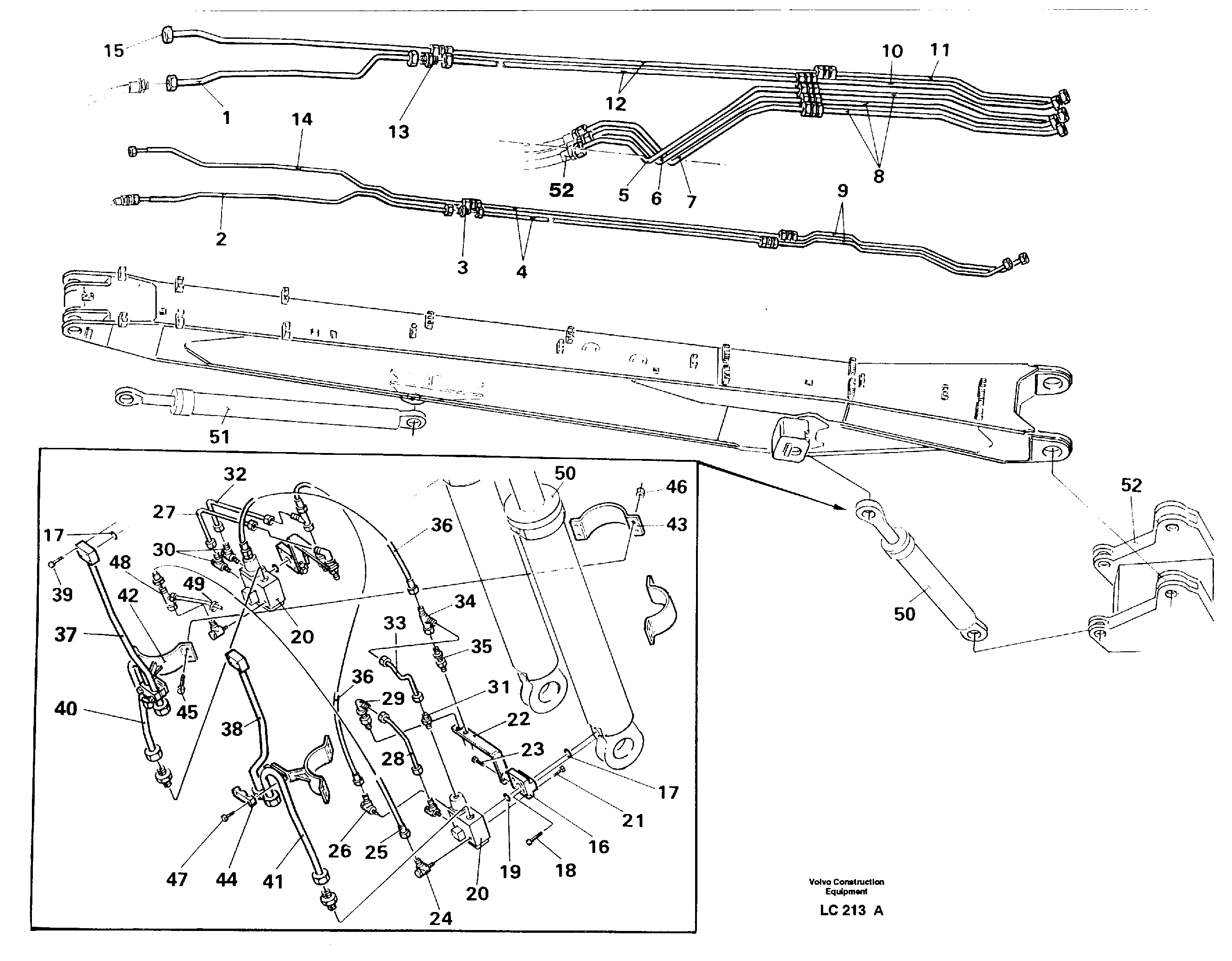 Схема запчастей Volvo EC650 - 30091 Hydraulic system, boom, handling equipment EC650 SER NO 539-618