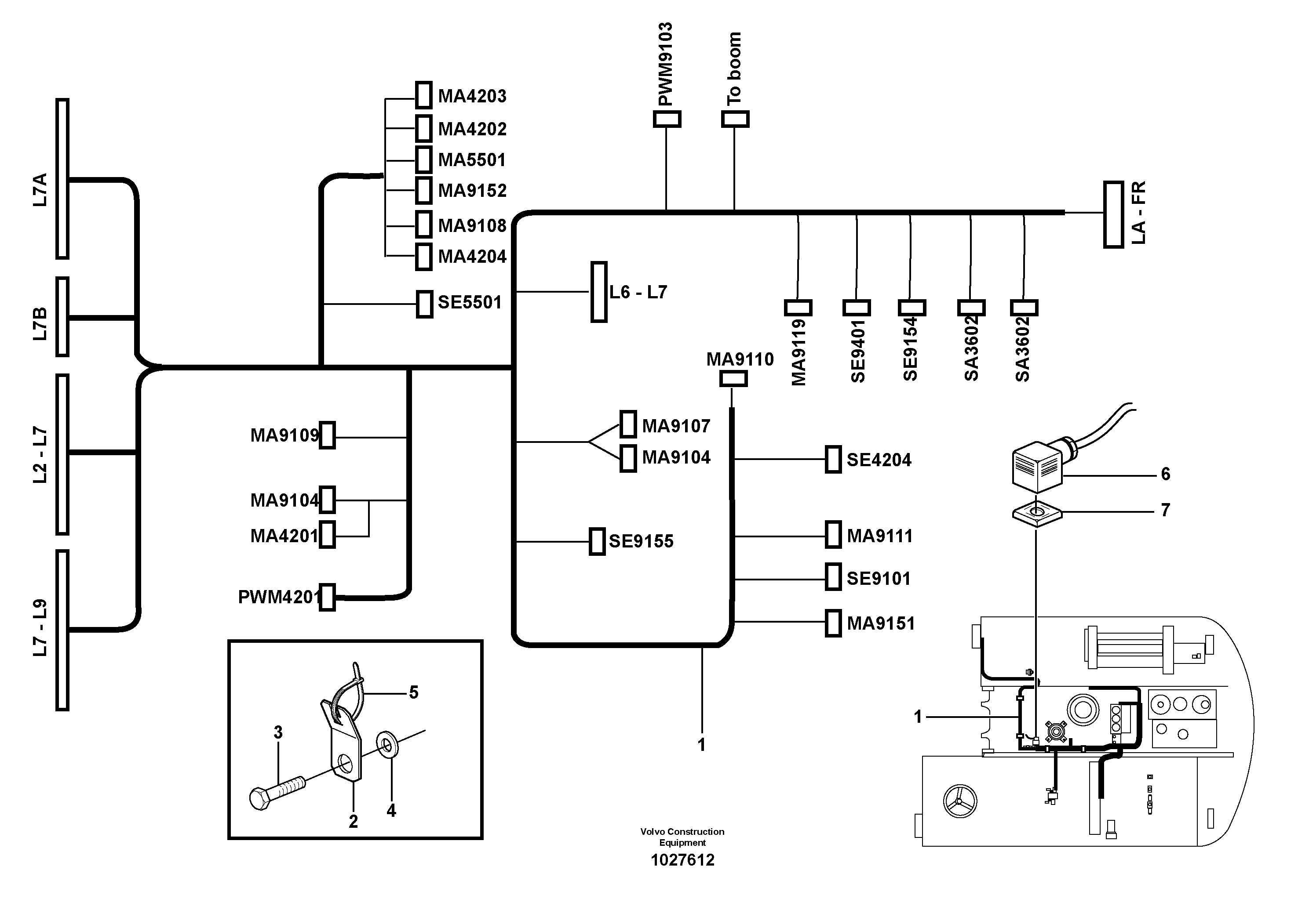 Схема запчастей Volvo EW160B - 24491 Cable harness, L7 EW160B