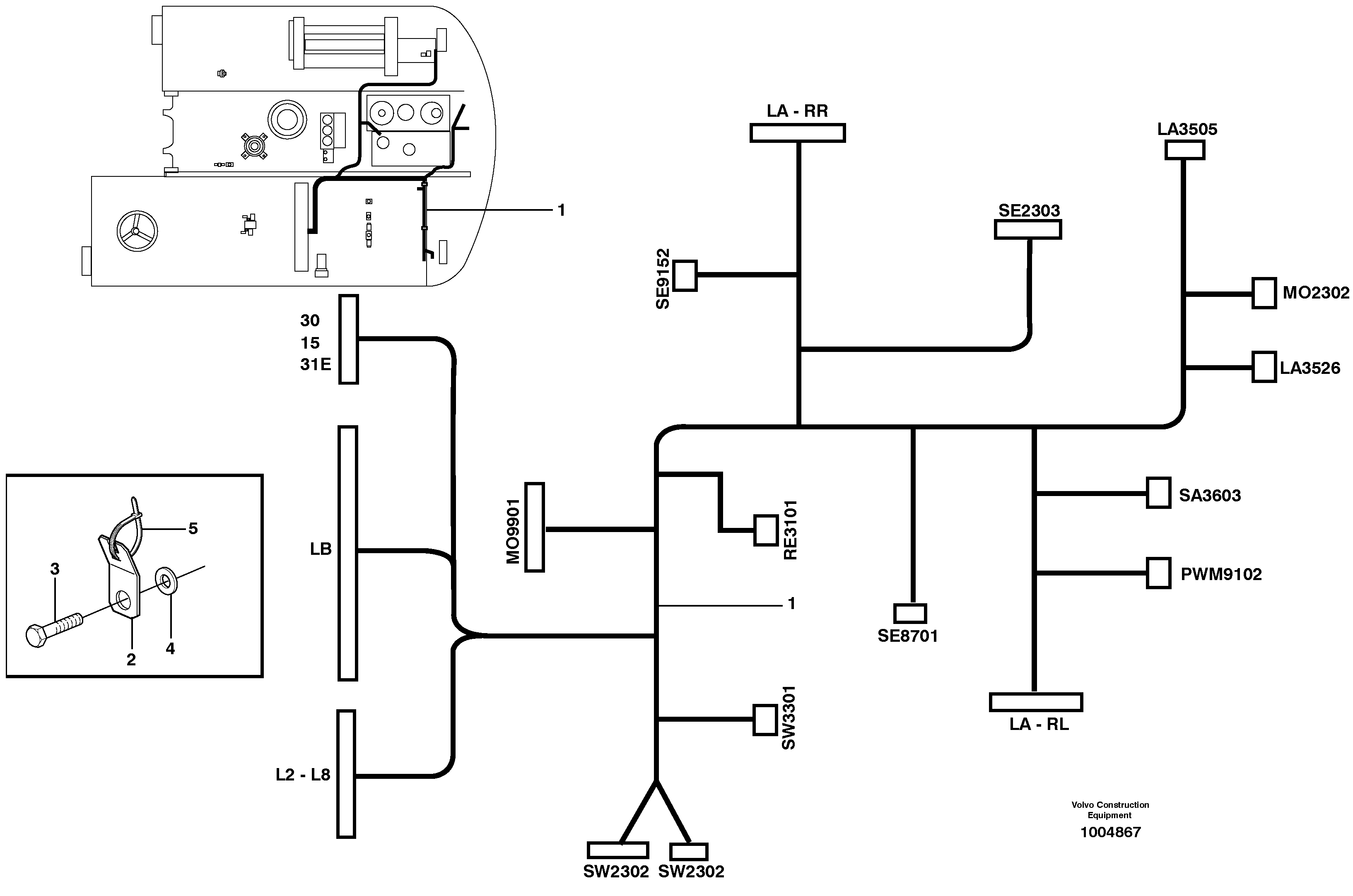 Схема запчастей Volvo EW160B - 24493 Cable harness, L8 EW160B