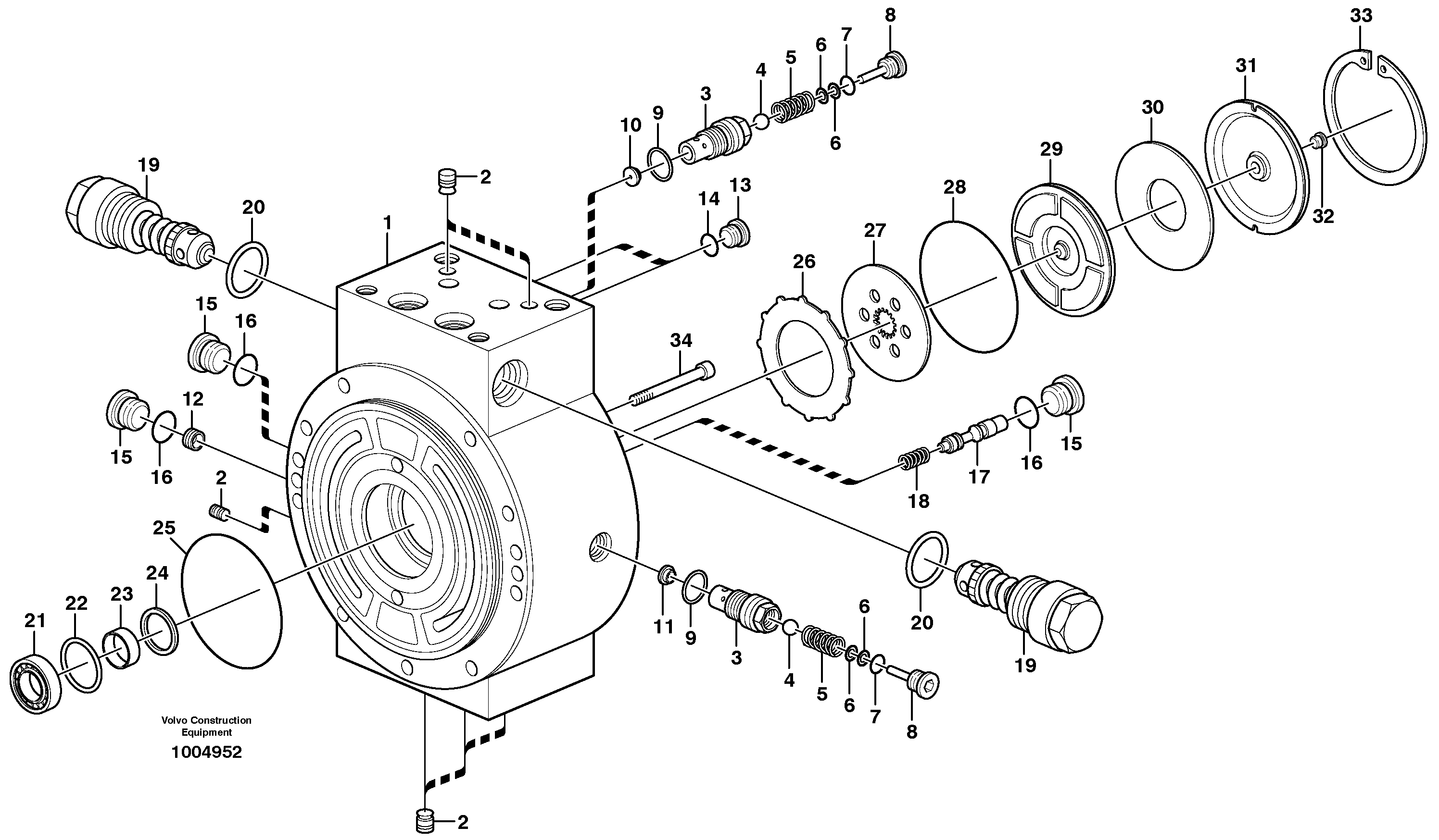 Схема запчастей Volvo EW160B - 94924 Slew motor, Housing EW160B