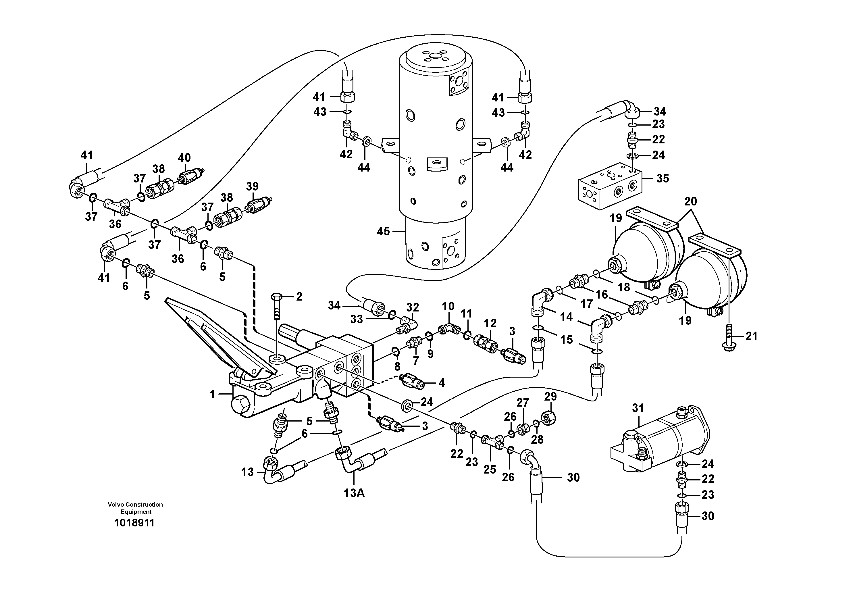 Схема запчастей Volvo EW160B - 105636 Brake system, superstructure EW160B