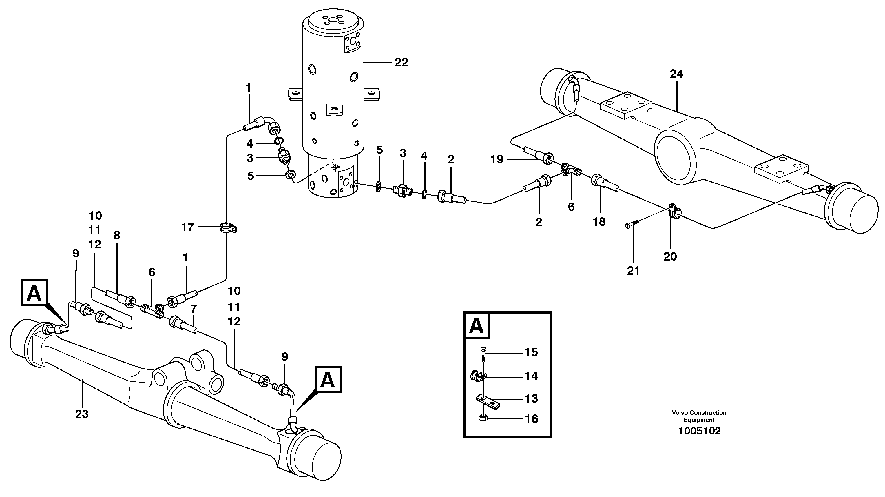 Схема запчастей Volvo EW160B - 37672 Brakesystem, undercarrige EW160B
