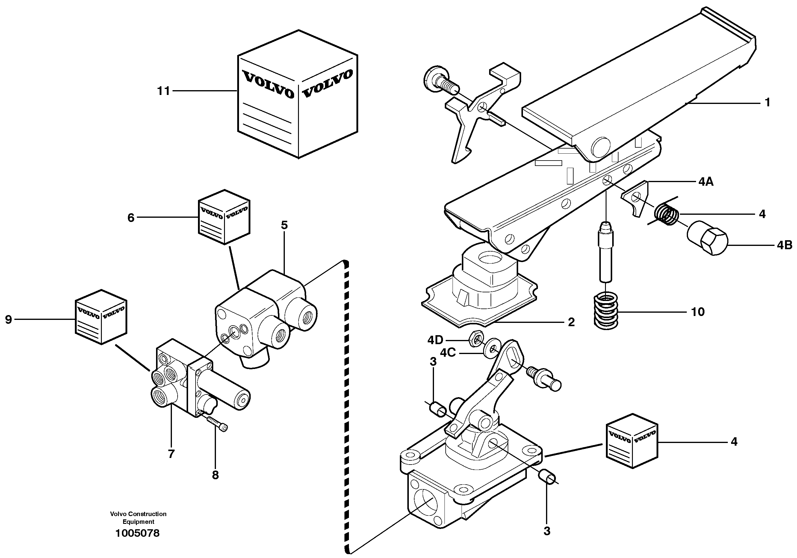 Схема запчастей Volvo EW160B - 44418 Brake pedal EW160B