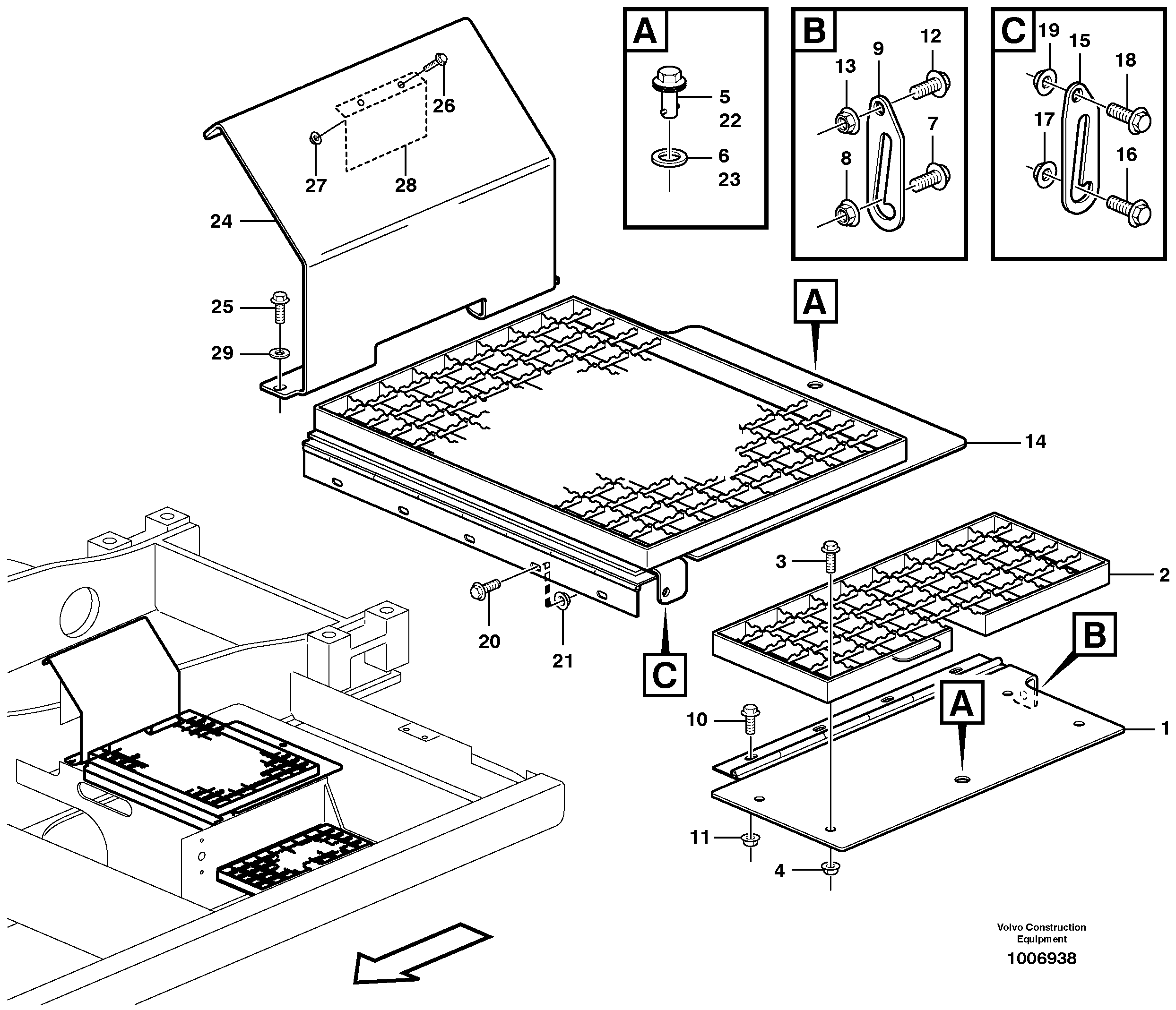 Схема запчастей Volvo EW160B - 17287 Foot step EW160B